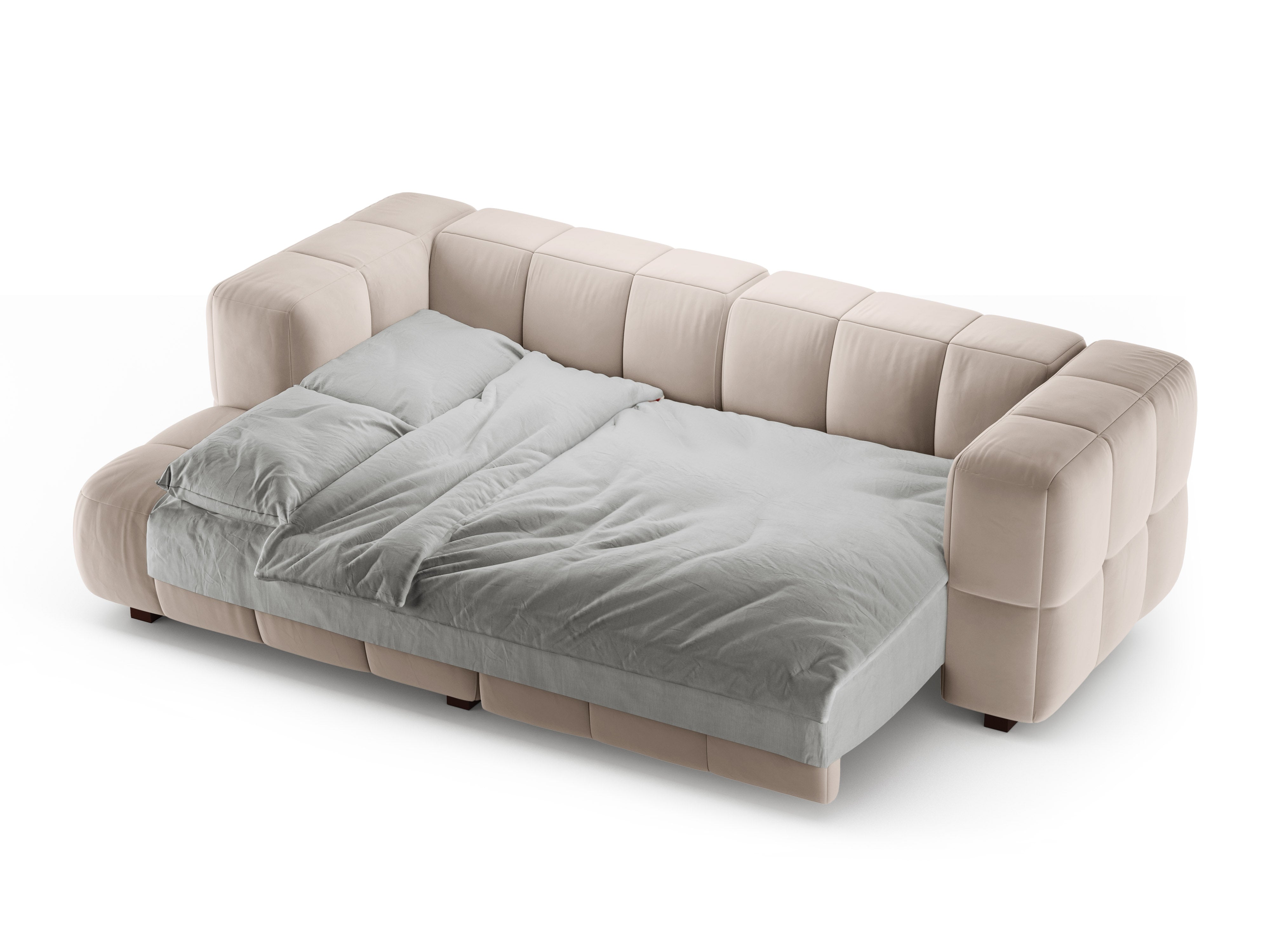 Beige Velvet Left-Hand Corner Sofa Bed PUMA
