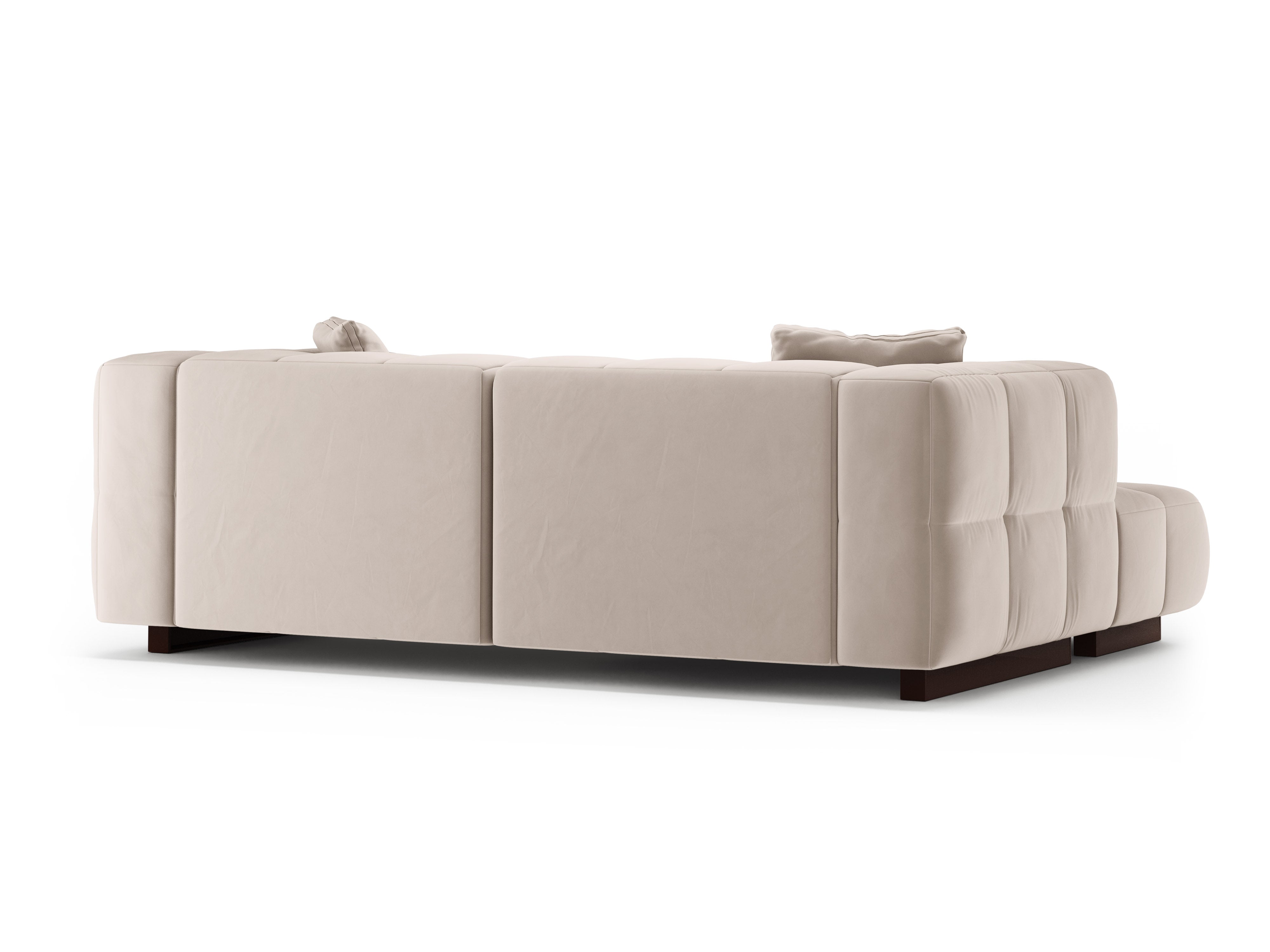 Beige Velvet Left-Hand Corner Sofa Bed PUMA