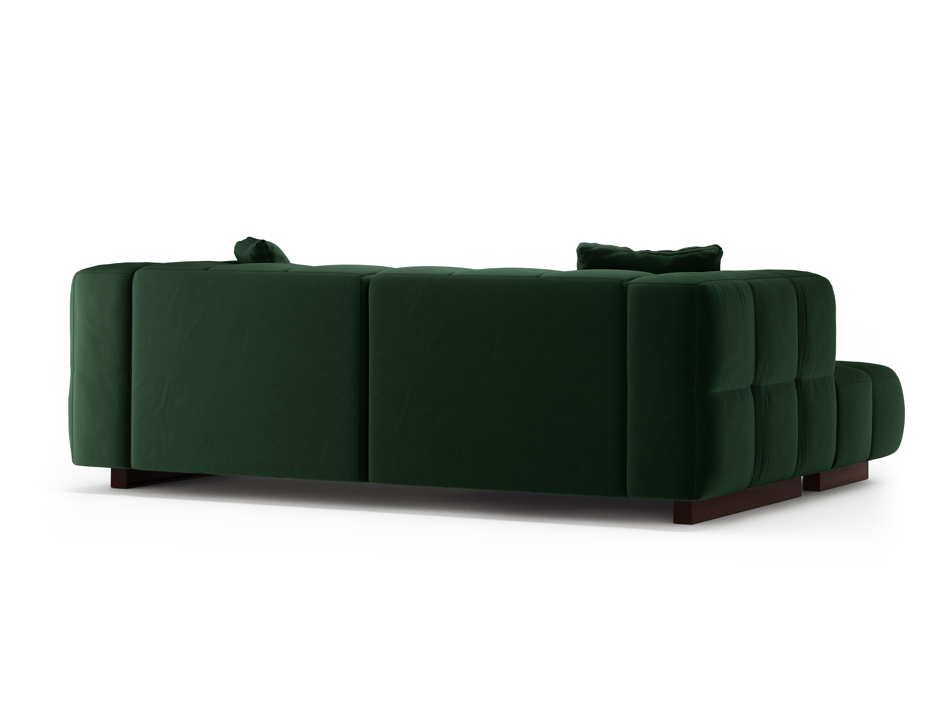 Left-facing velvet corner sofa bed PUMA in bottle green