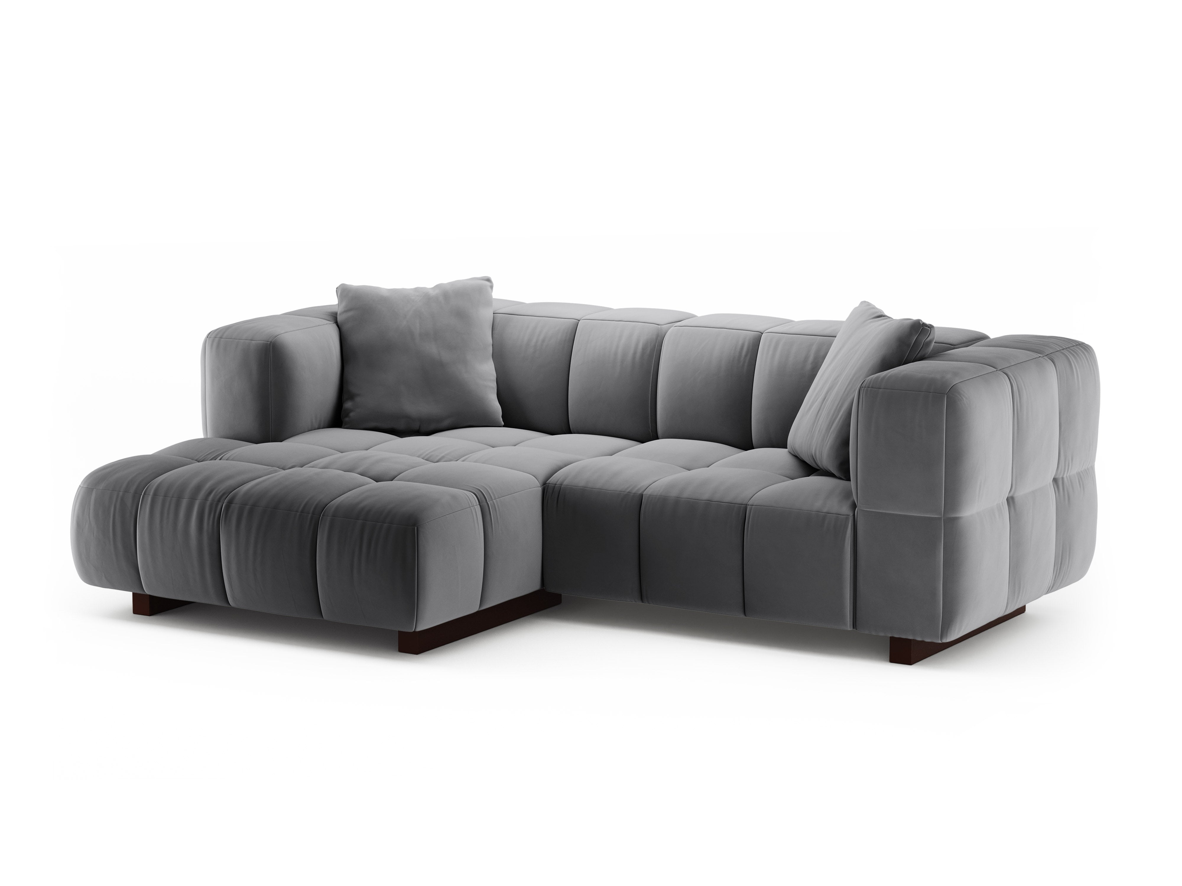 Left-facing velvet corner sofa bed PUMA gray