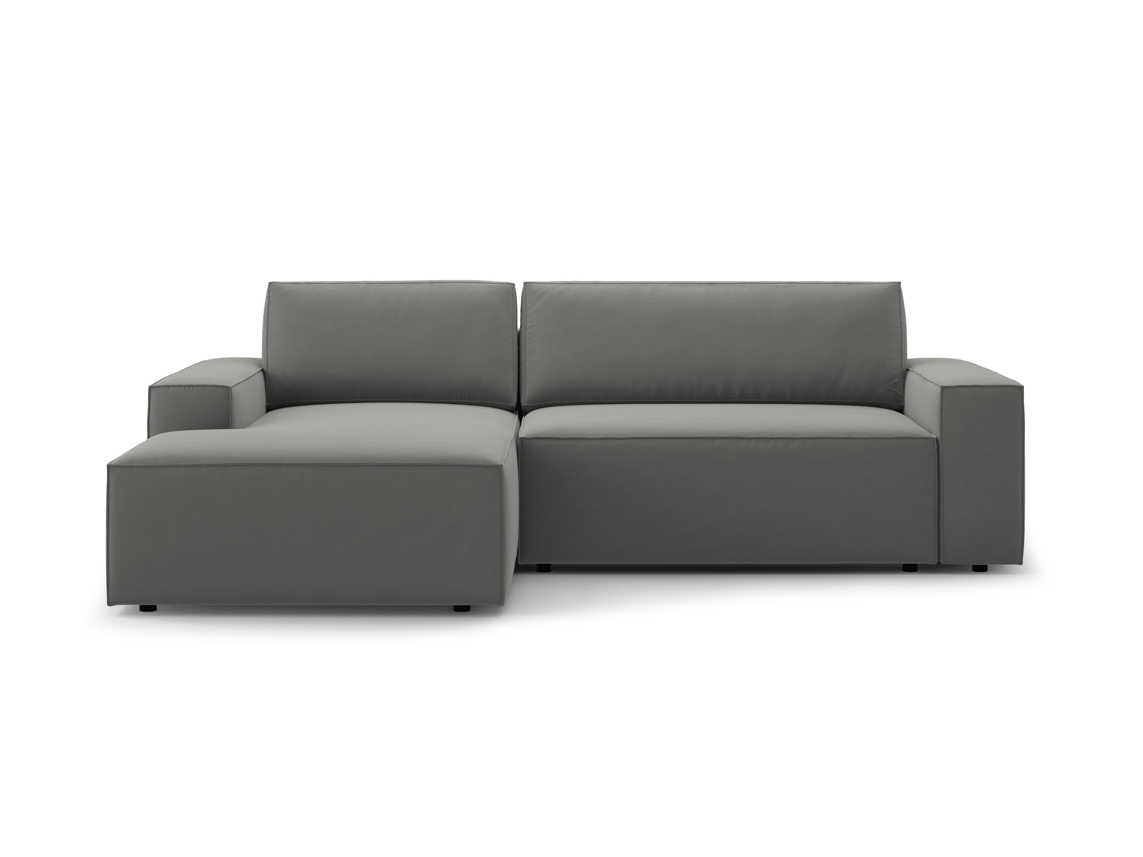 Left-facing velvet corner sofa bed JODIE light gray
