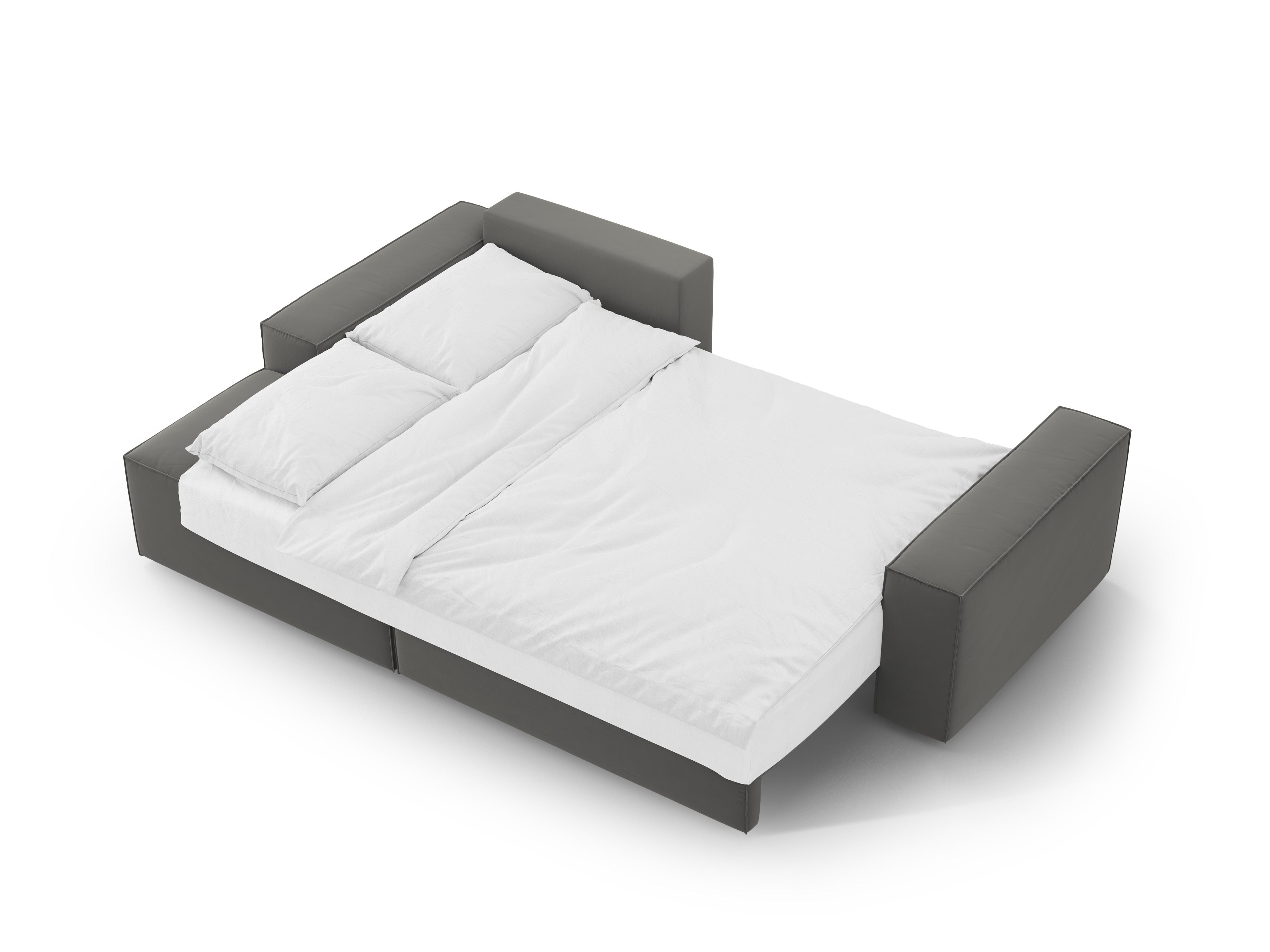 Left-facing velvet corner sofa bed JODIE light gray