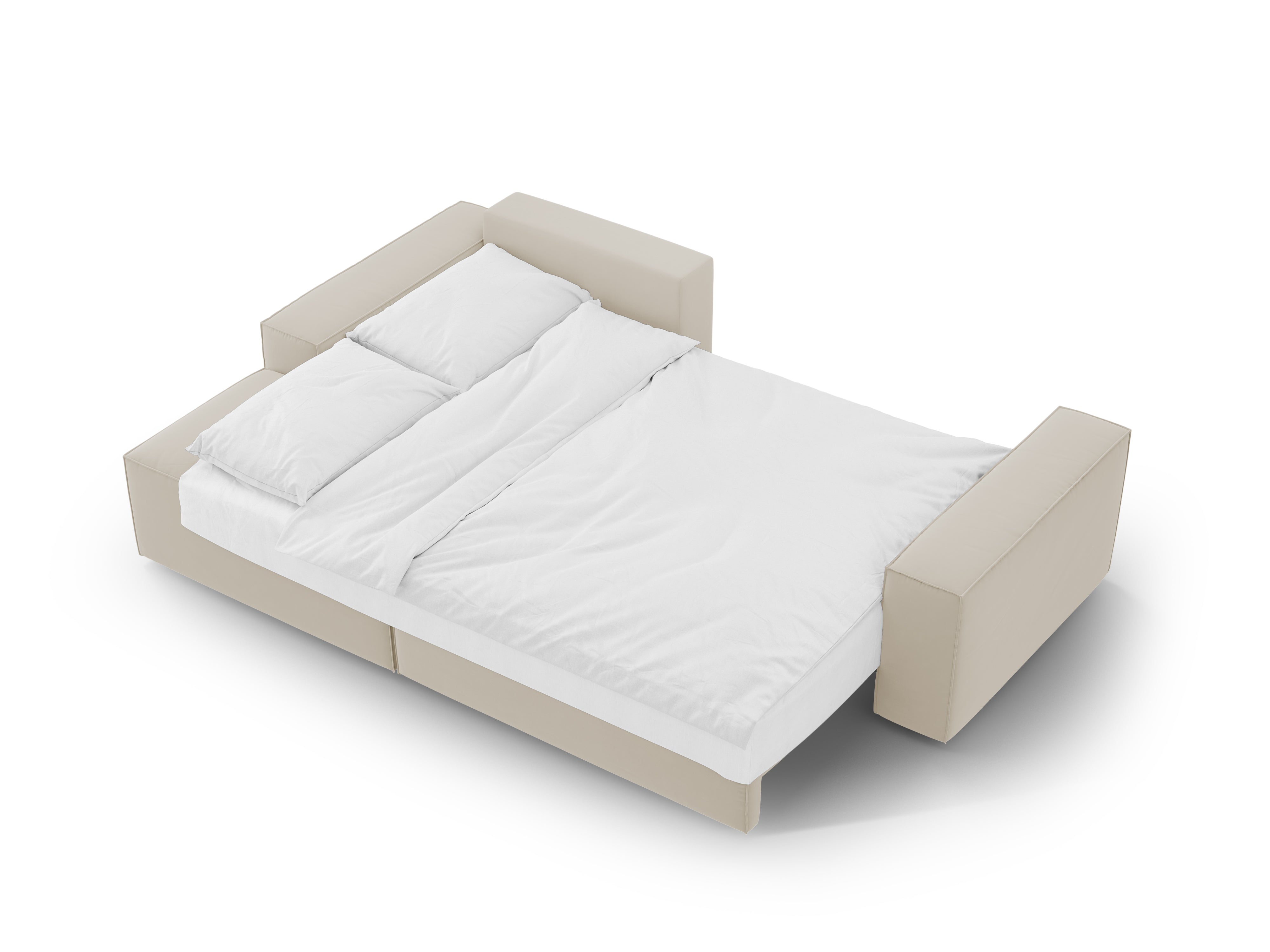 Left-facing velvet corner sofa bed JODIE dark beige