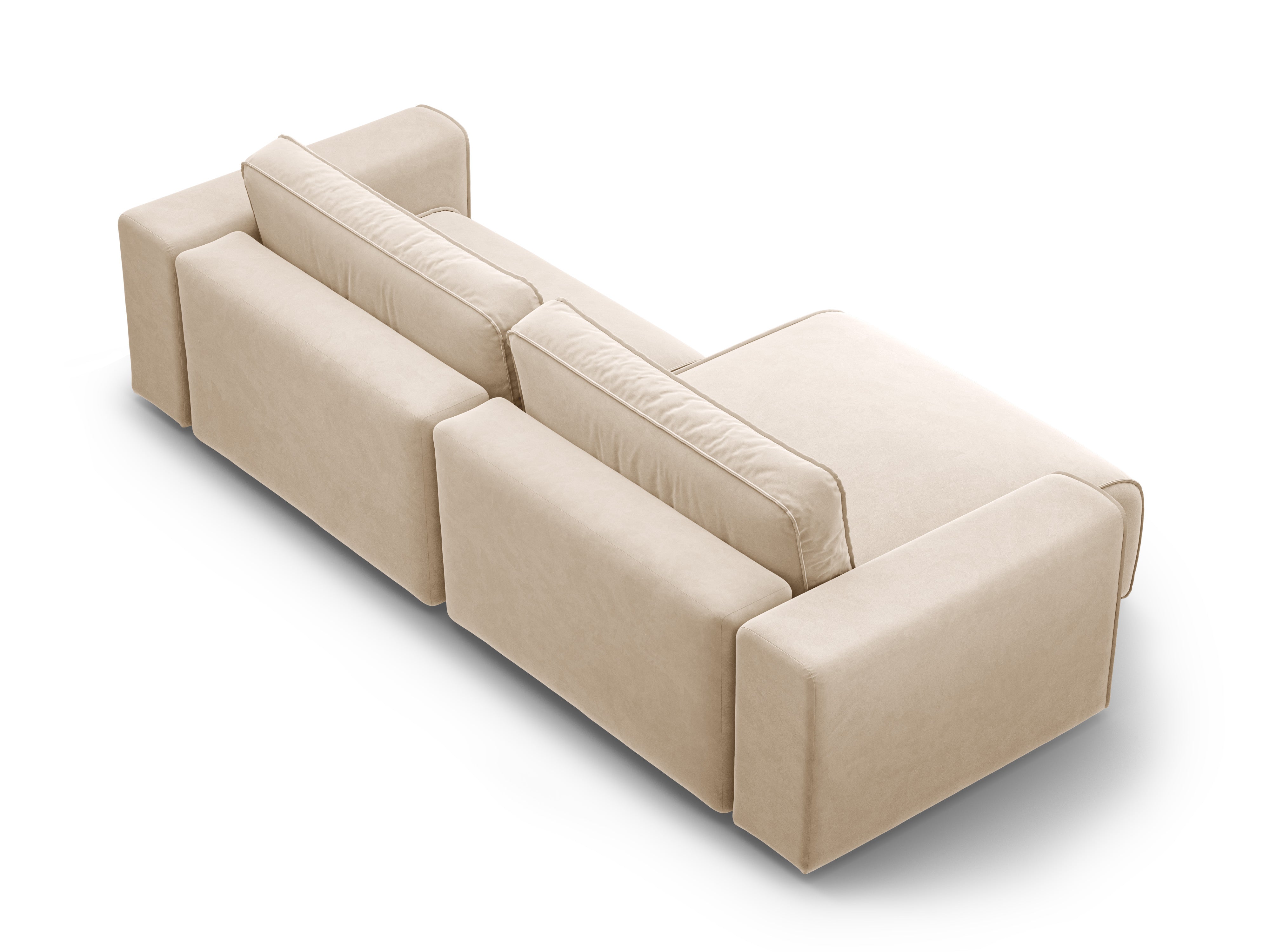 Left-facing velvet corner sofa for 3 people with sleeping function VICTOR beige