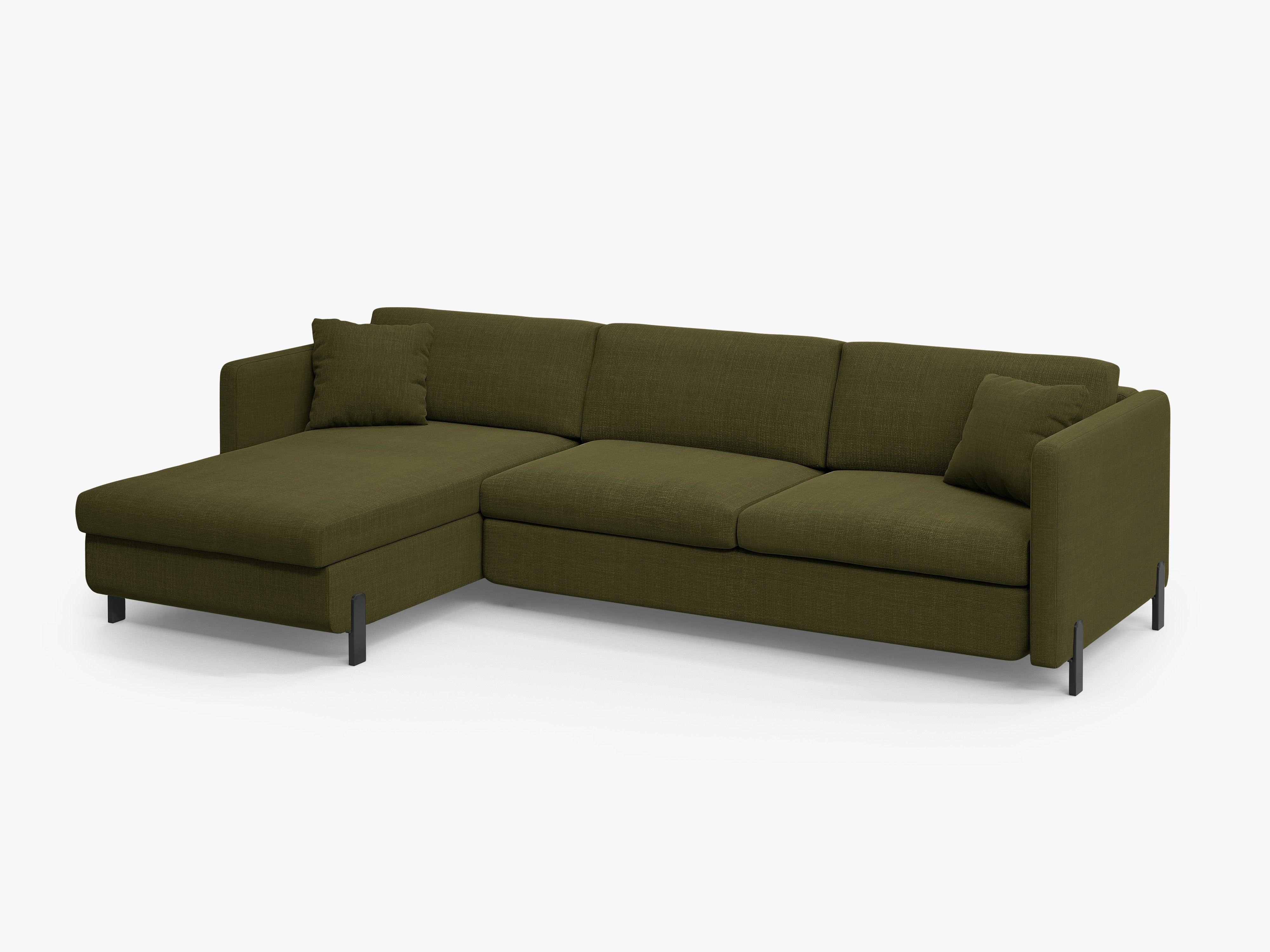 Left-sided corner sofa for 4 people with sleeping function GLORIA green chenille