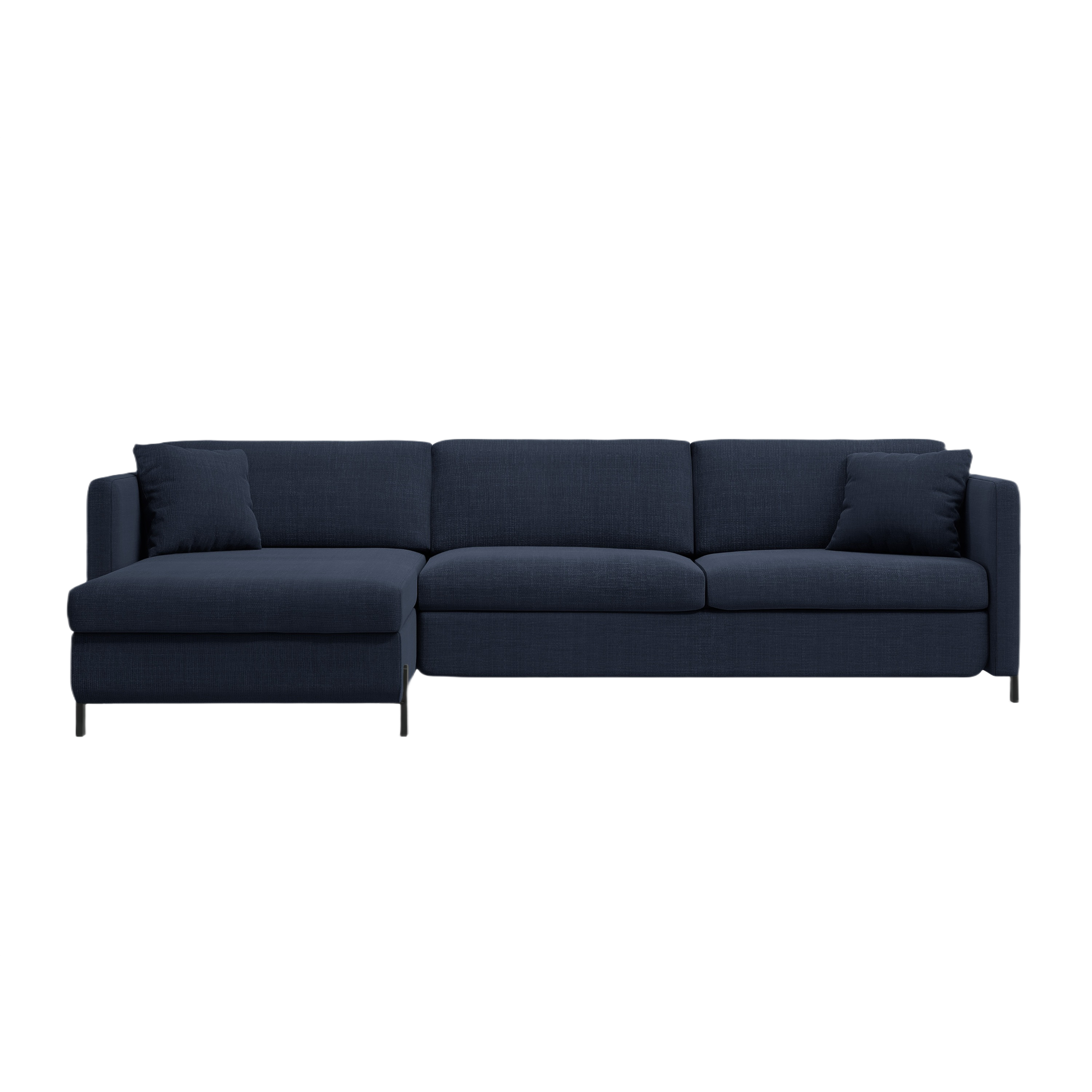 Left-sided corner sofa for 4 people with sleeping function GLORIA blue chenille