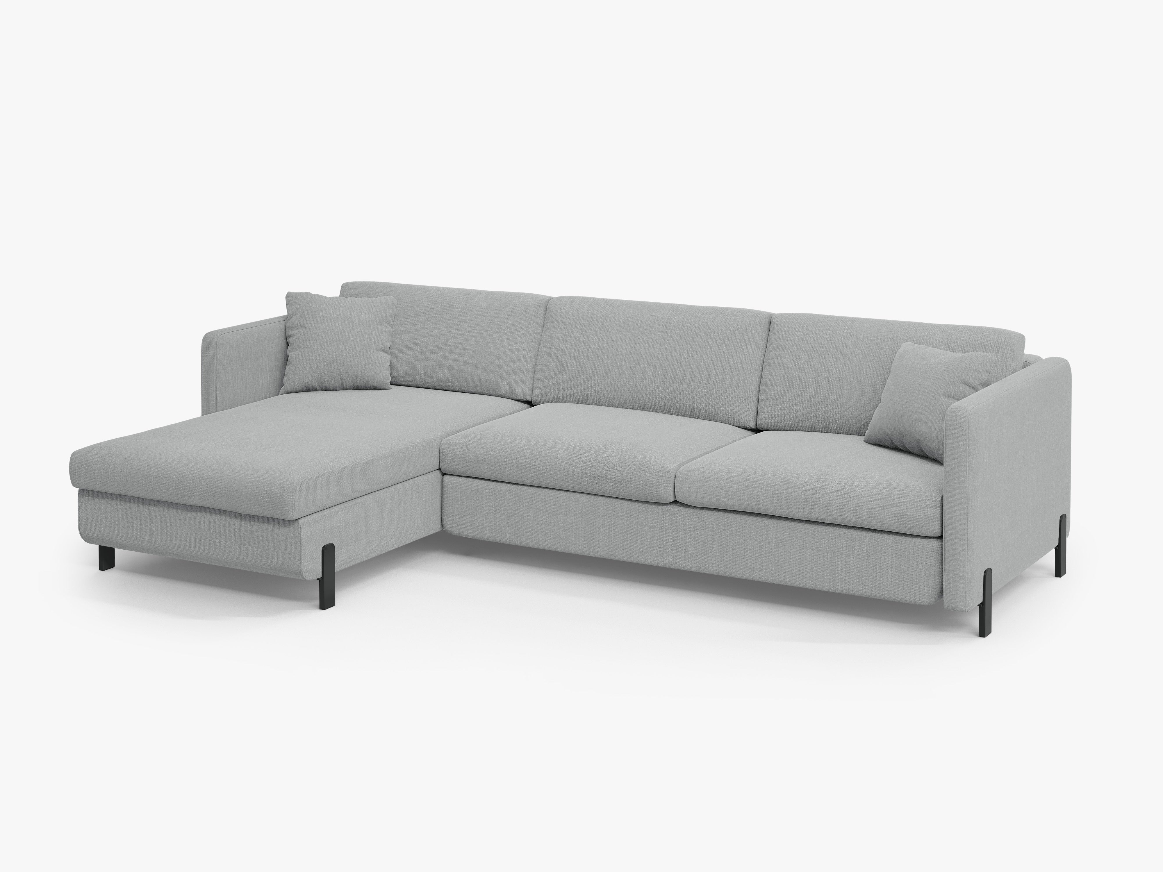 Left-sided corner sofa for 4 people with sleeping function GLORIA light gray chenille