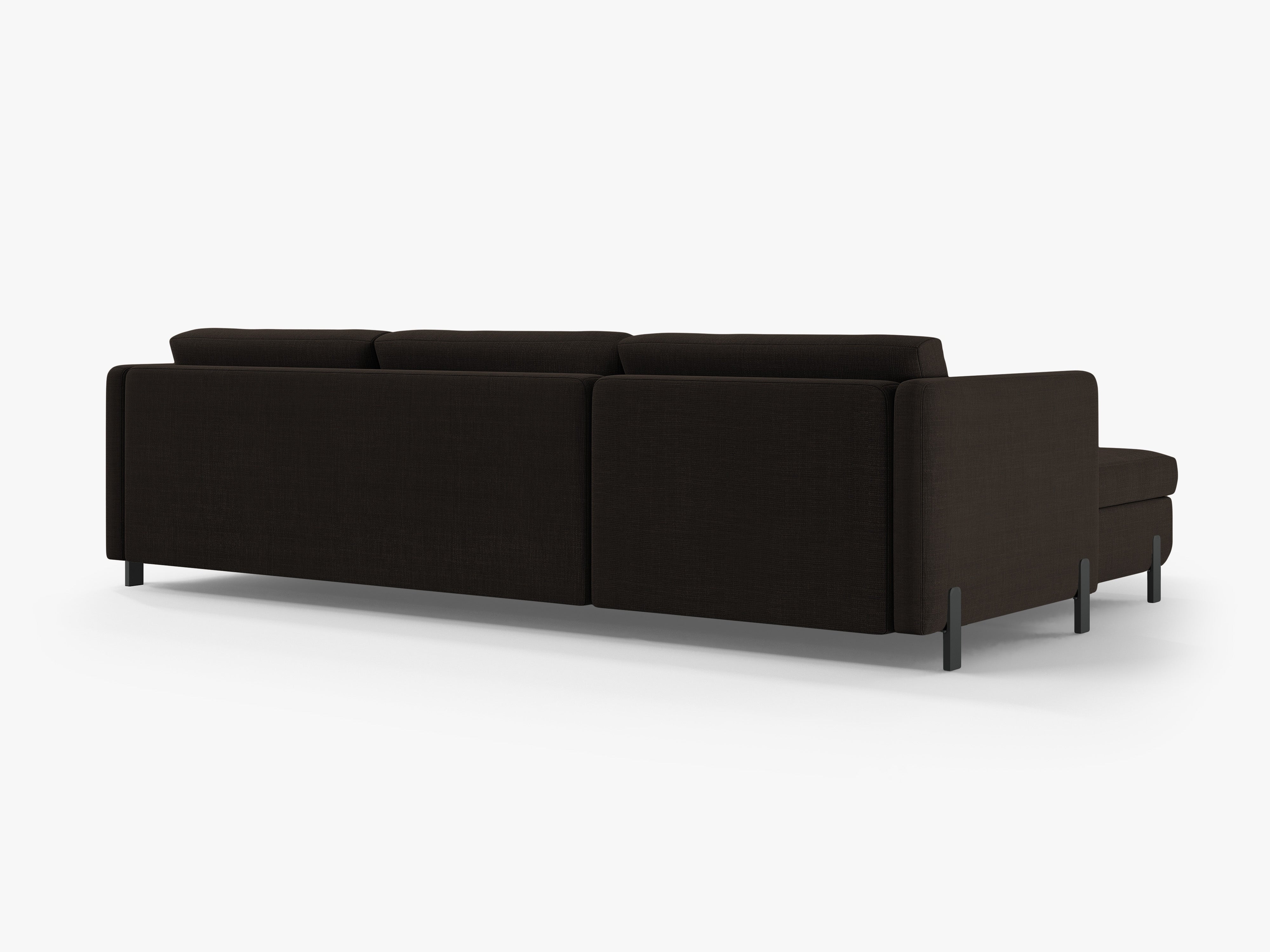 Left-sided corner sofa for 4 people with sleeping function GLORIA dark gray chenille