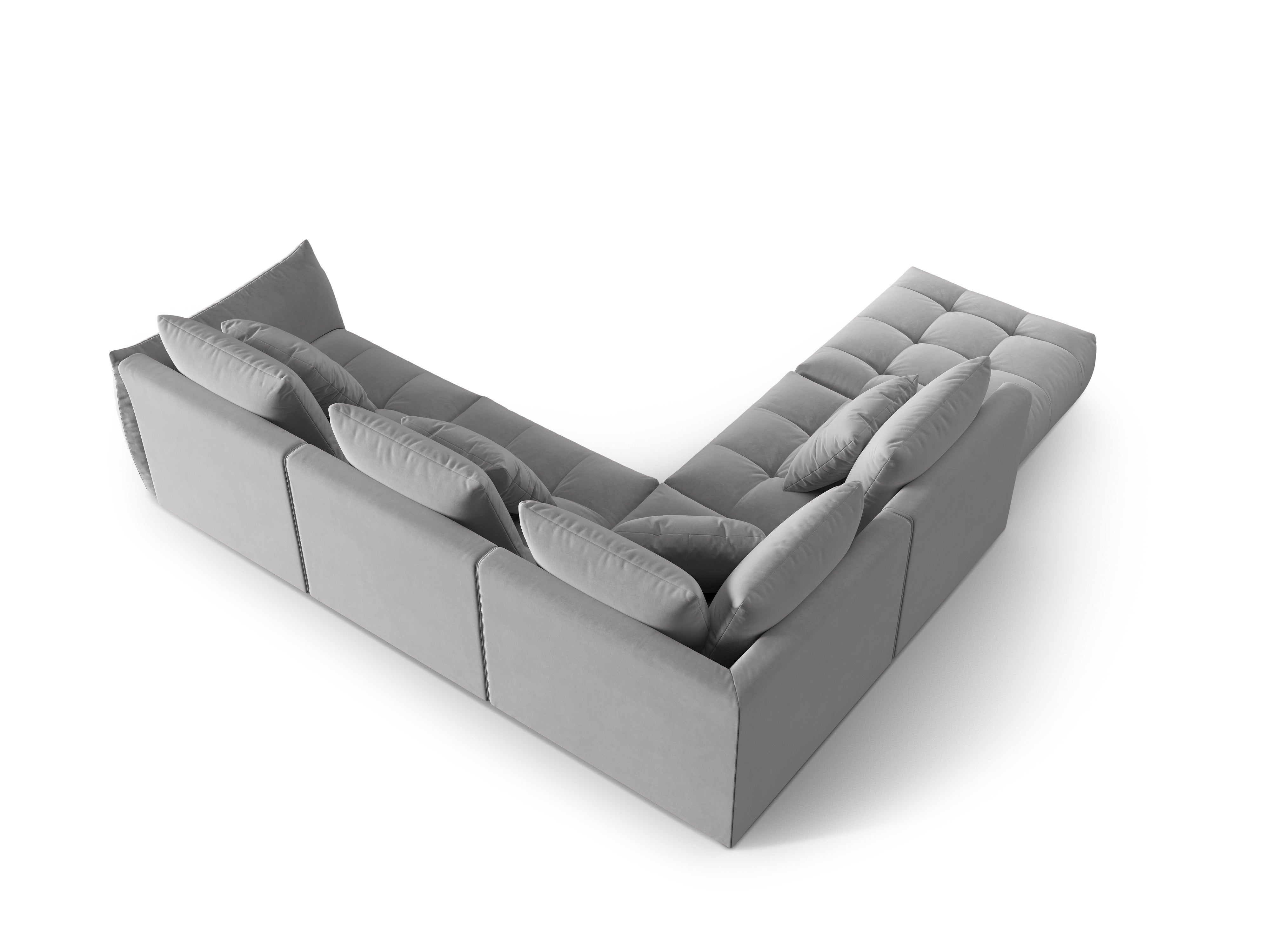 Modular velvet corner sofa for 4 people, left-sided BLOOM gray