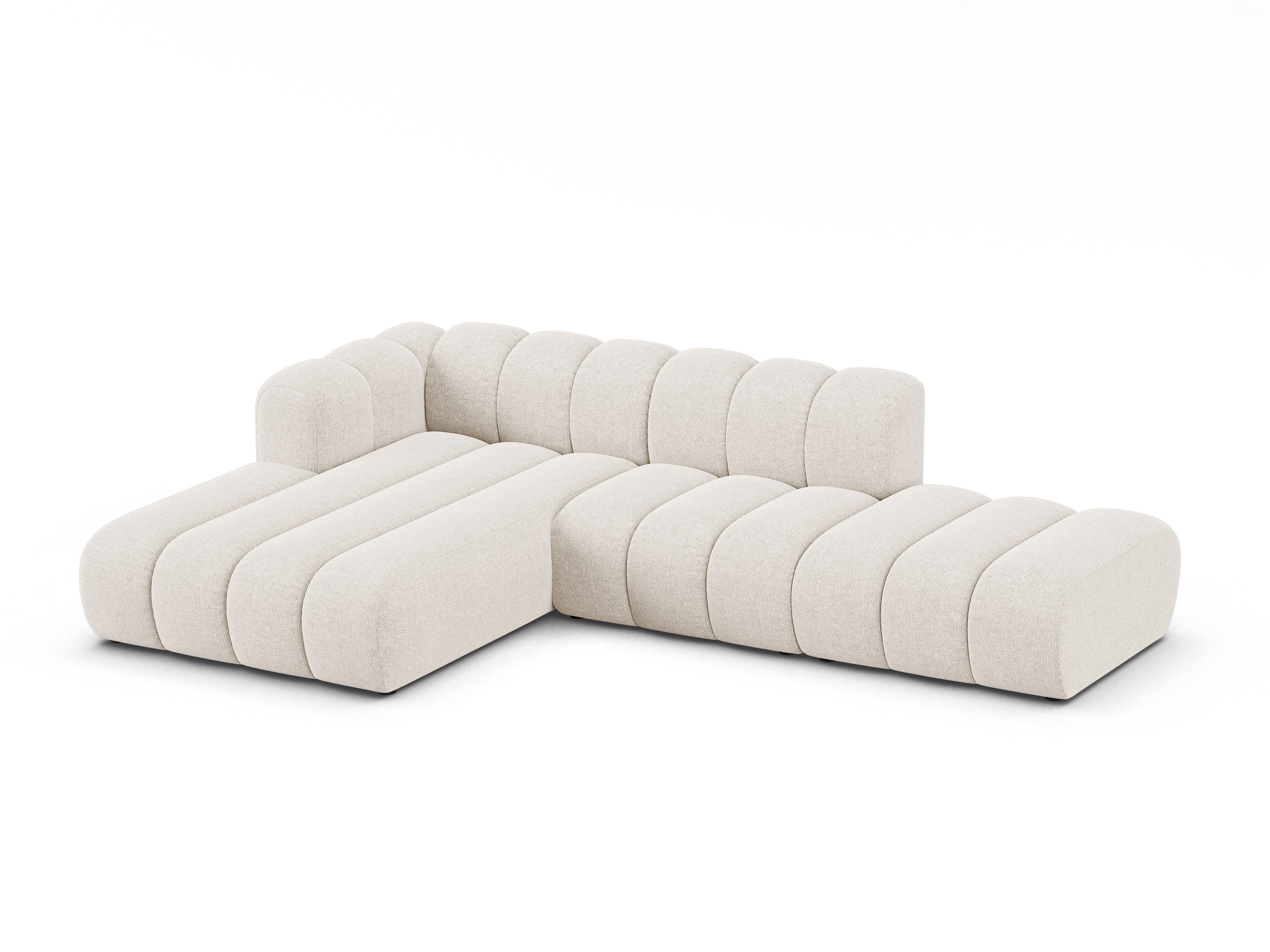 5-seater left-facing corner sofa LUPINE light beige chenille
