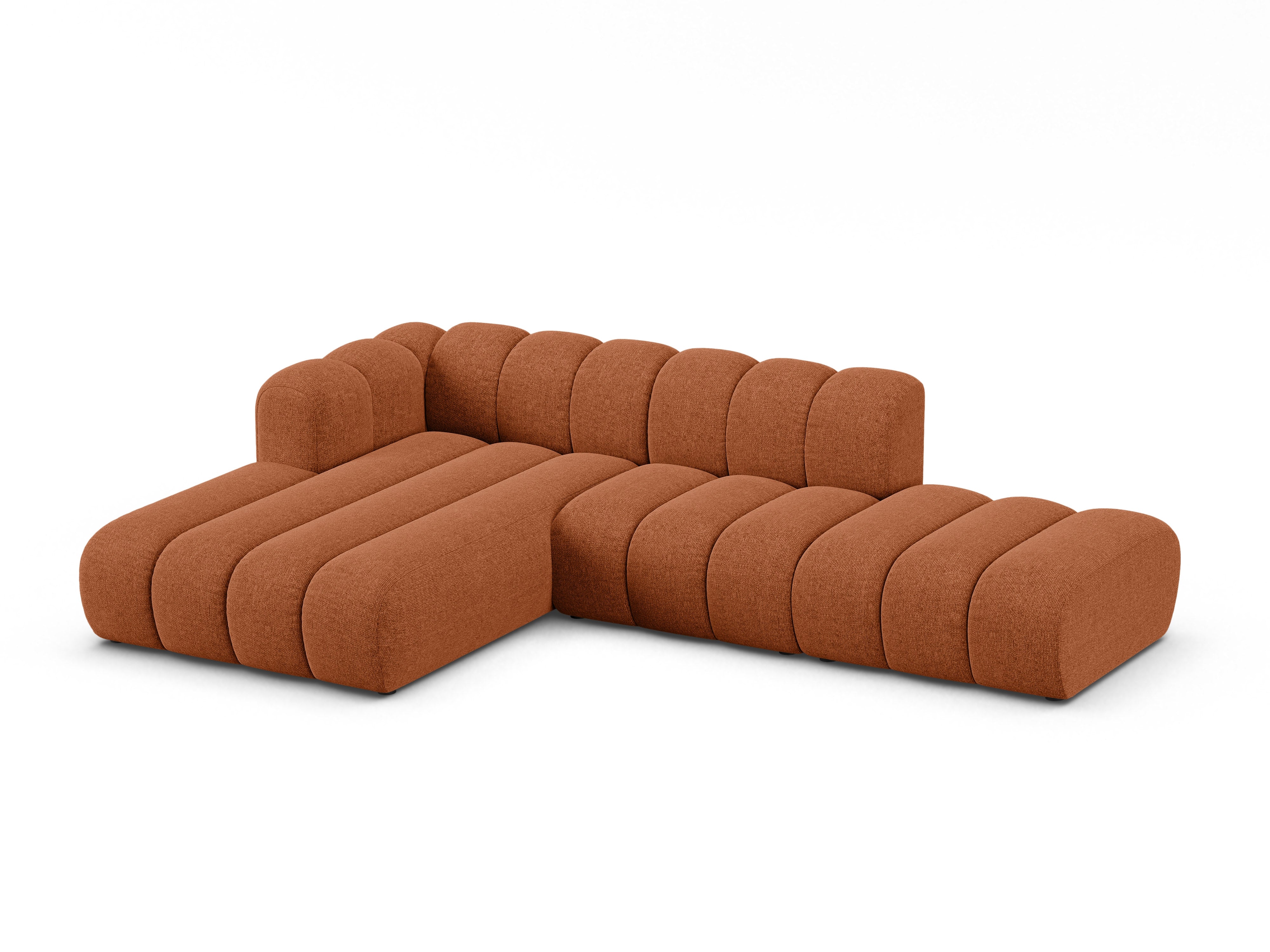 5-seater left-facing corner sofa LUPINE brick chenille