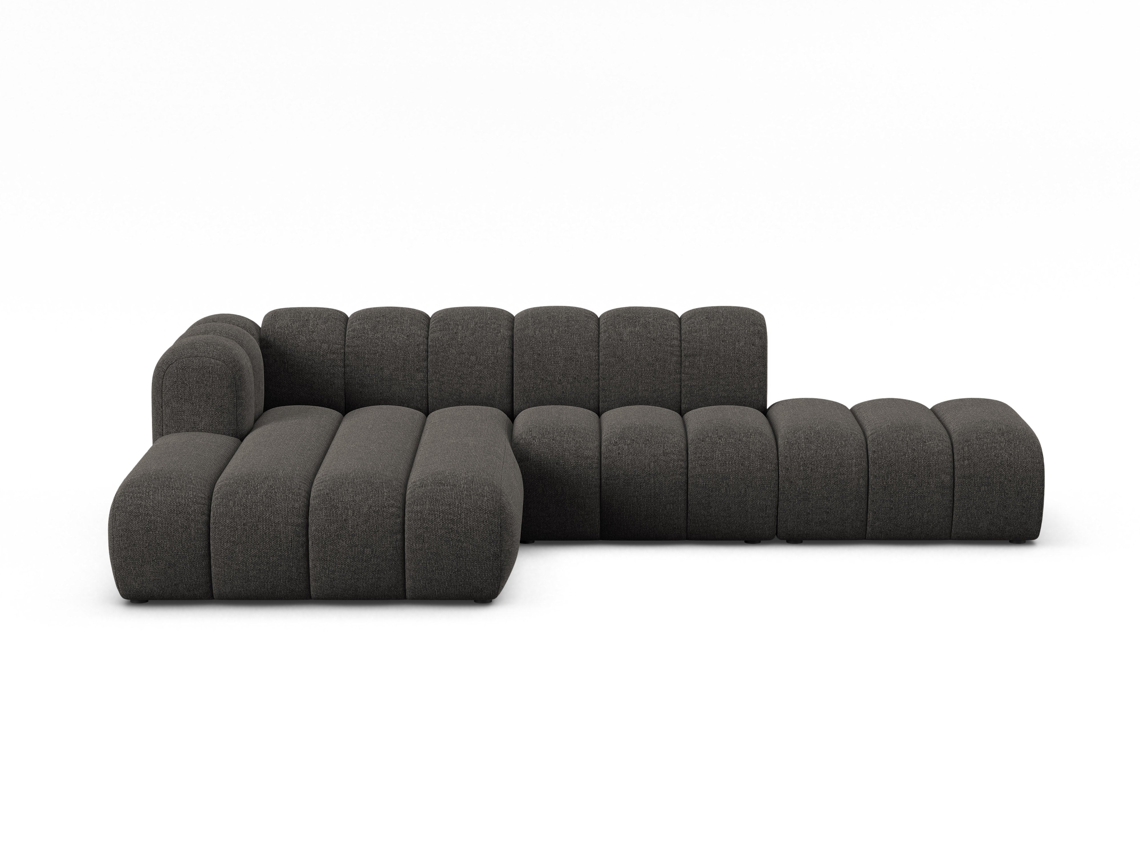 Left-facing 5-seater corner sofa LUPINE gray chenille