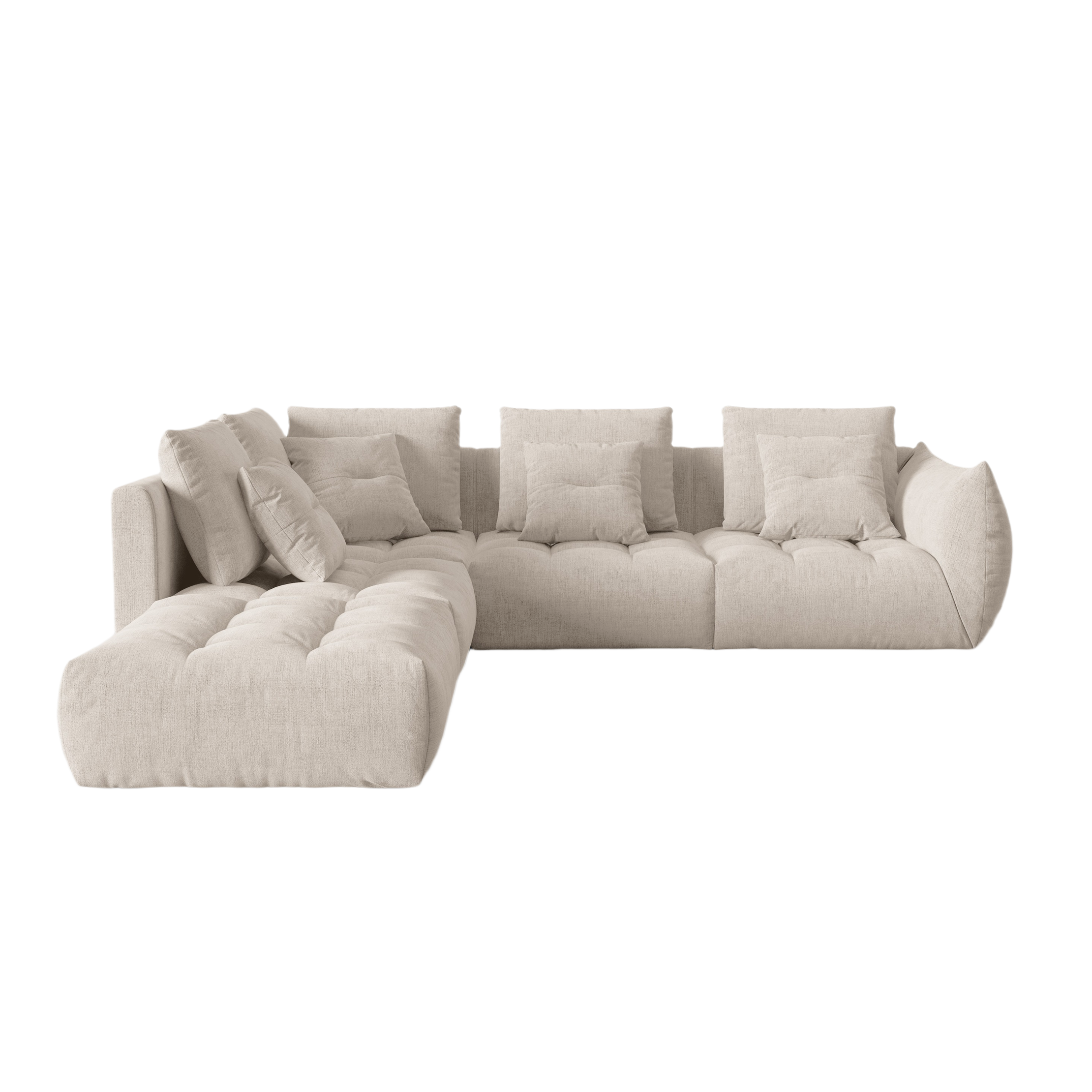 Left-facing modular sofa for 4 people BLOOM in dark beige chenille