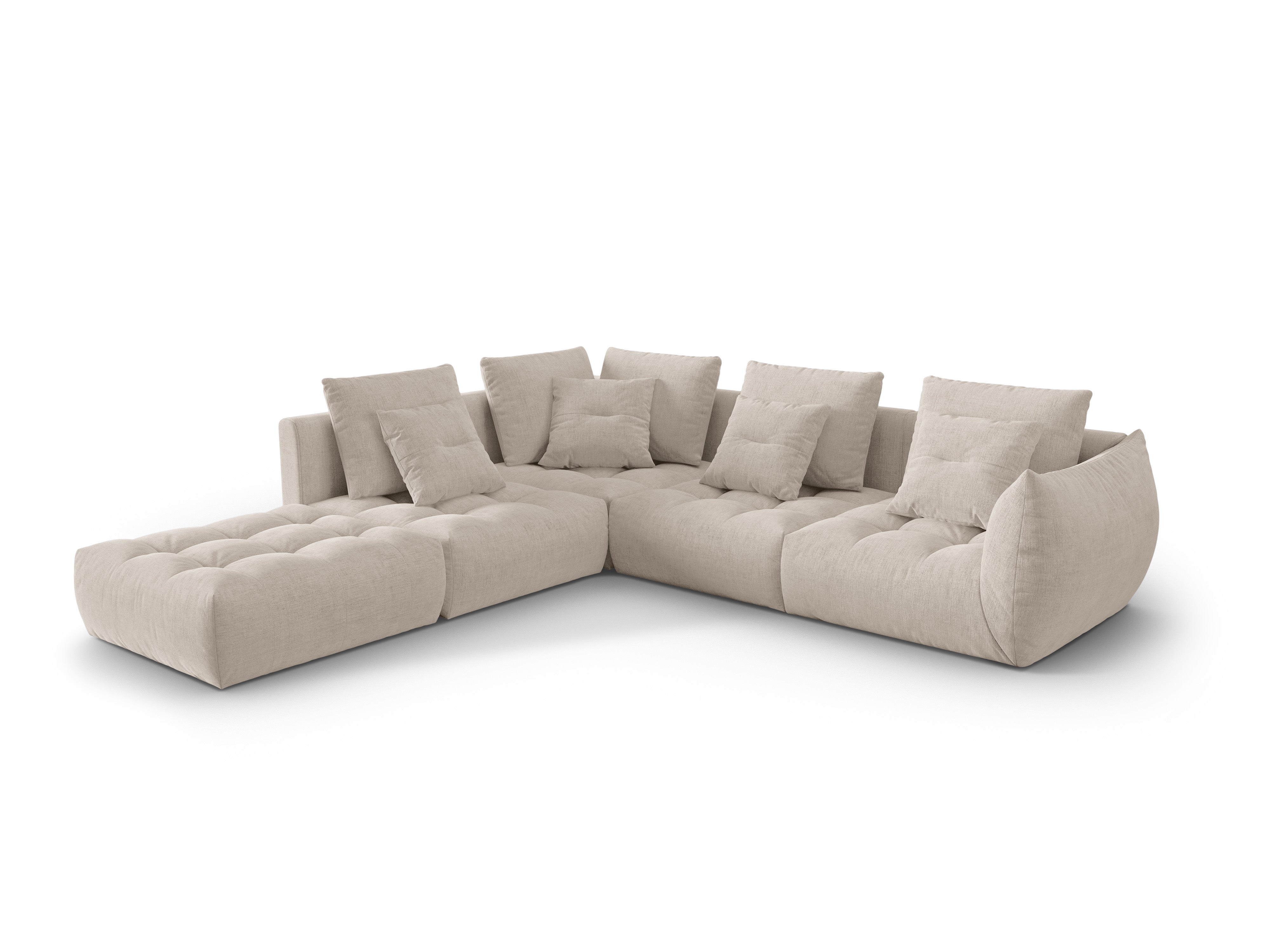 Left-facing modular sofa for 4 people BLOOM in dark beige chenille