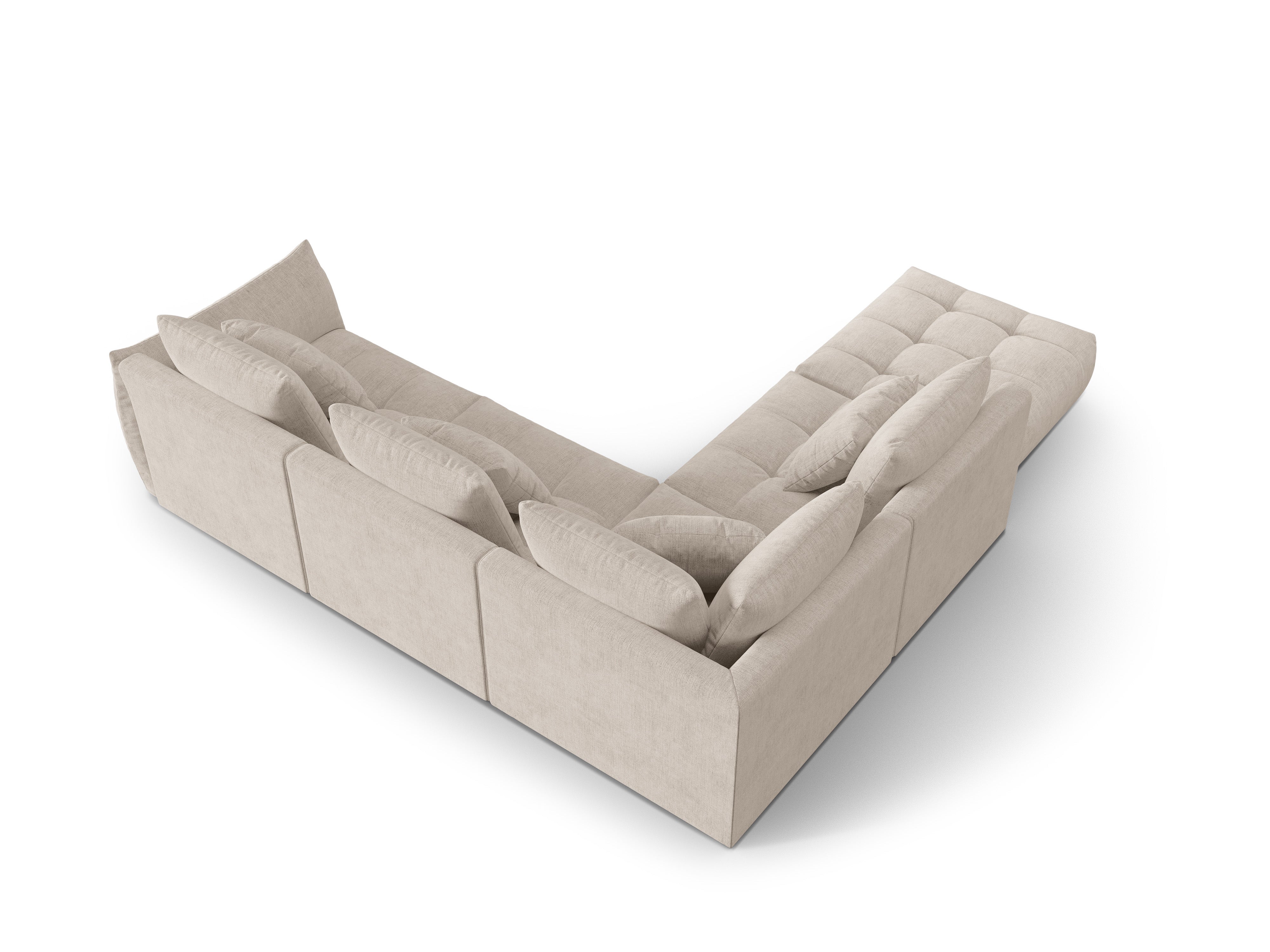 Left-facing modular sofa for 4 people BLOOM in dark beige chenille