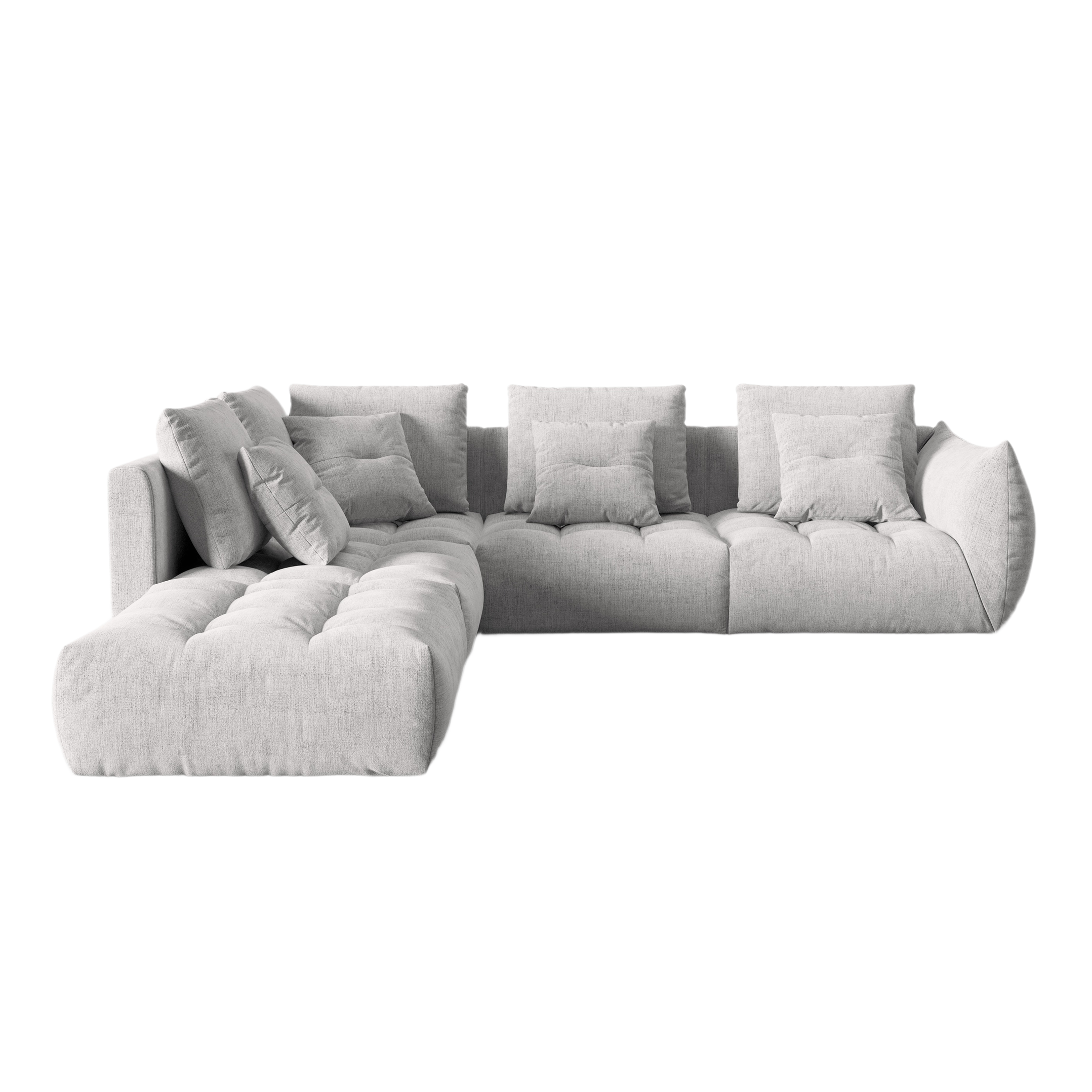 4-seater left-facing modular corner sofa BLOOM silver chenille