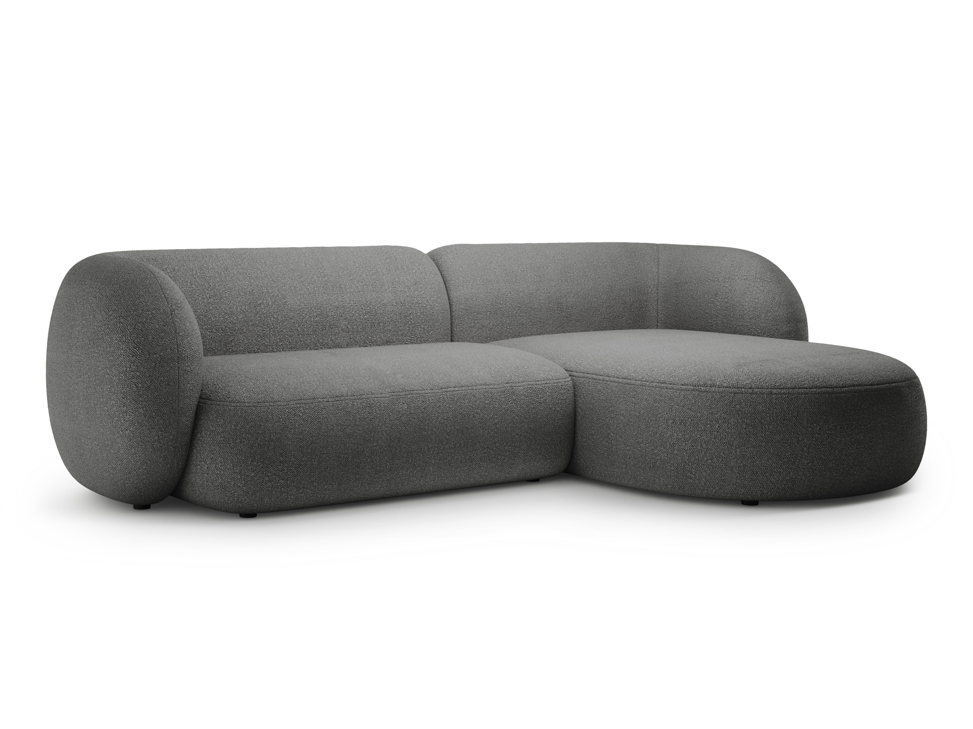 Right-facing 3-seater sofa KATE dark gray boucle