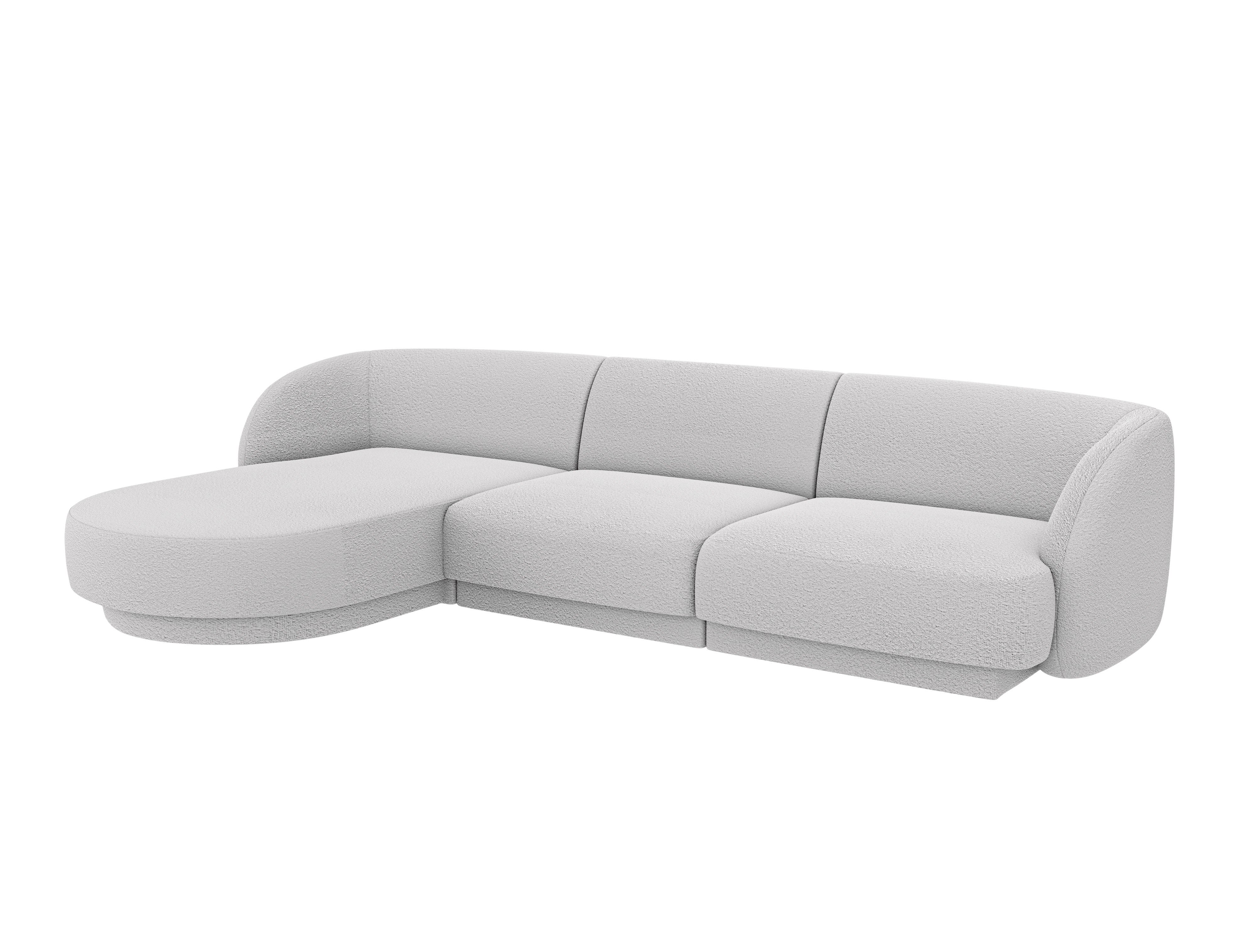 4-seater left-facing corner sofa MILEY light gray boucle