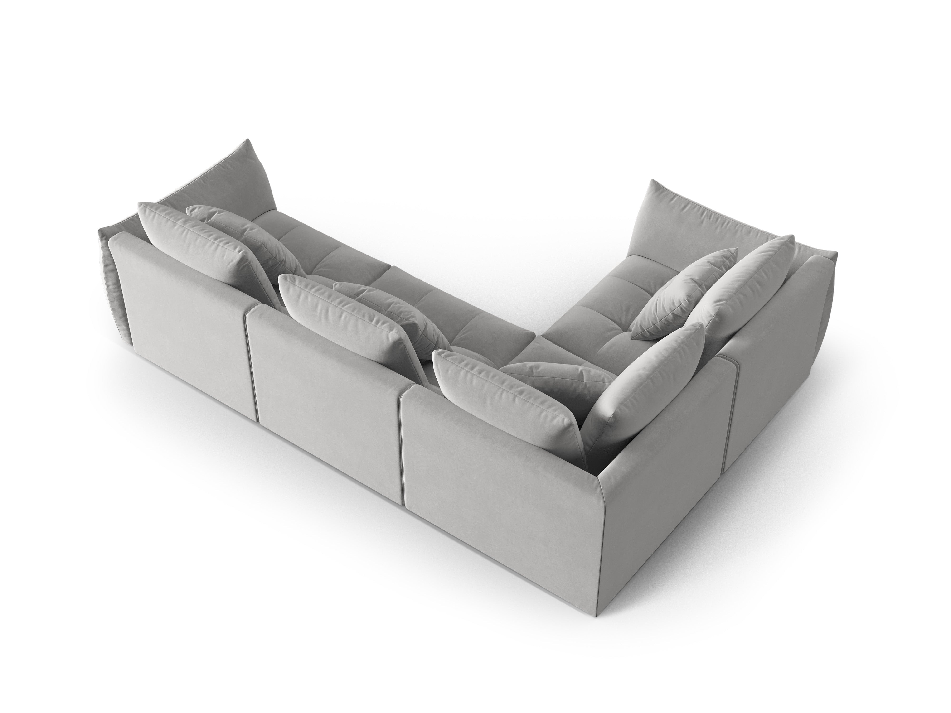 Modular velvet corner sofa for 3 people, left-sided, BLOOM, gray