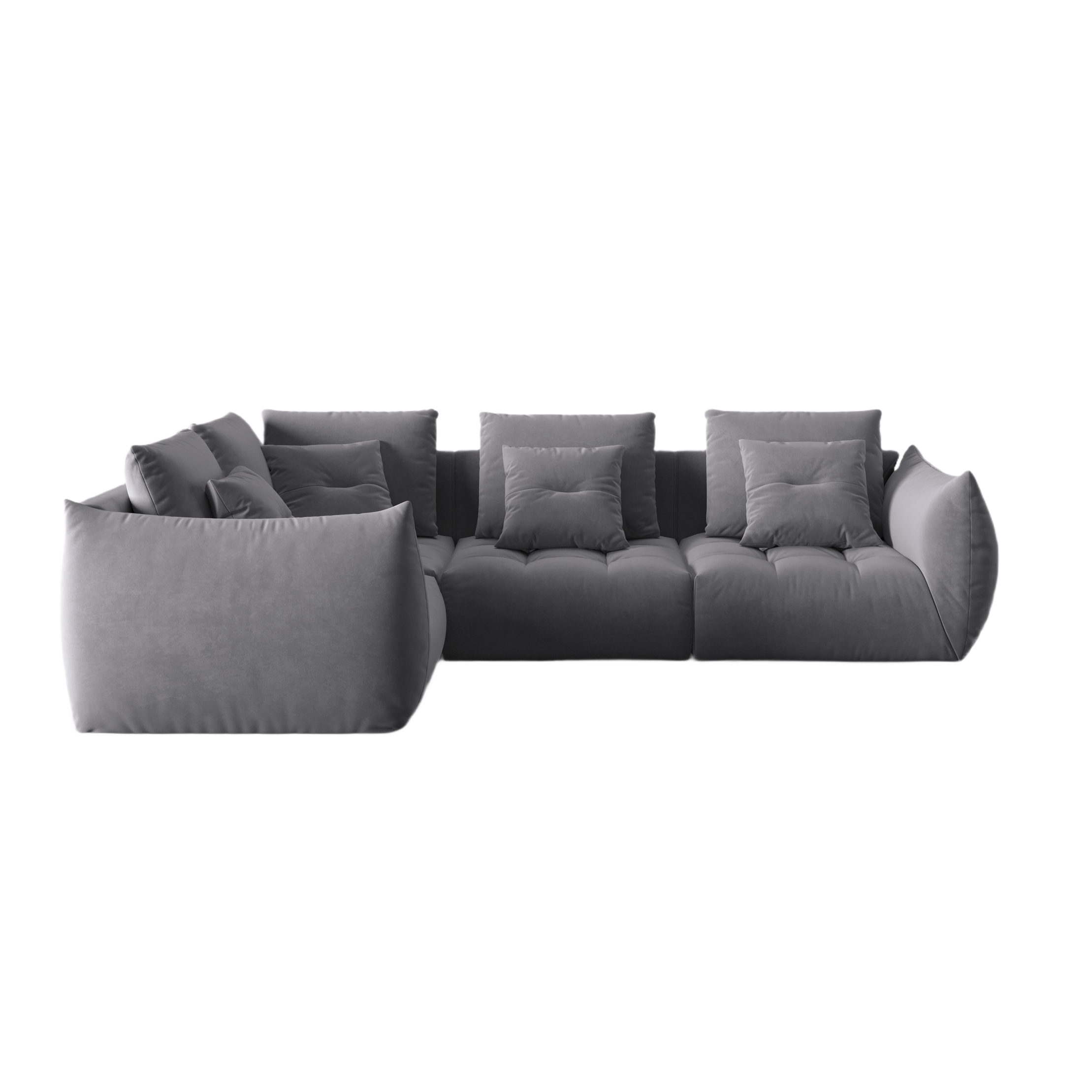 Modular velvet corner sofa for 3 people, left-sided, BLOOM, dark gray