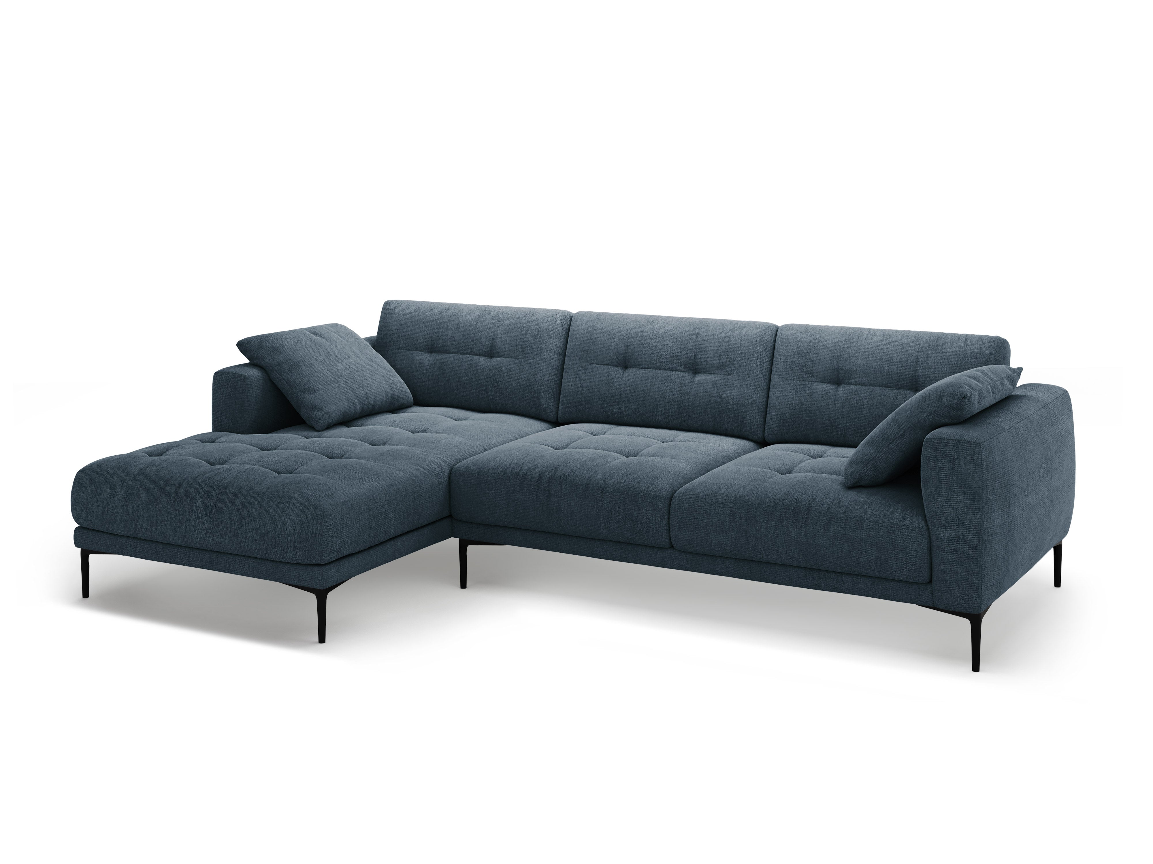 Left-sided corner sofa BEMY dark blue chenille