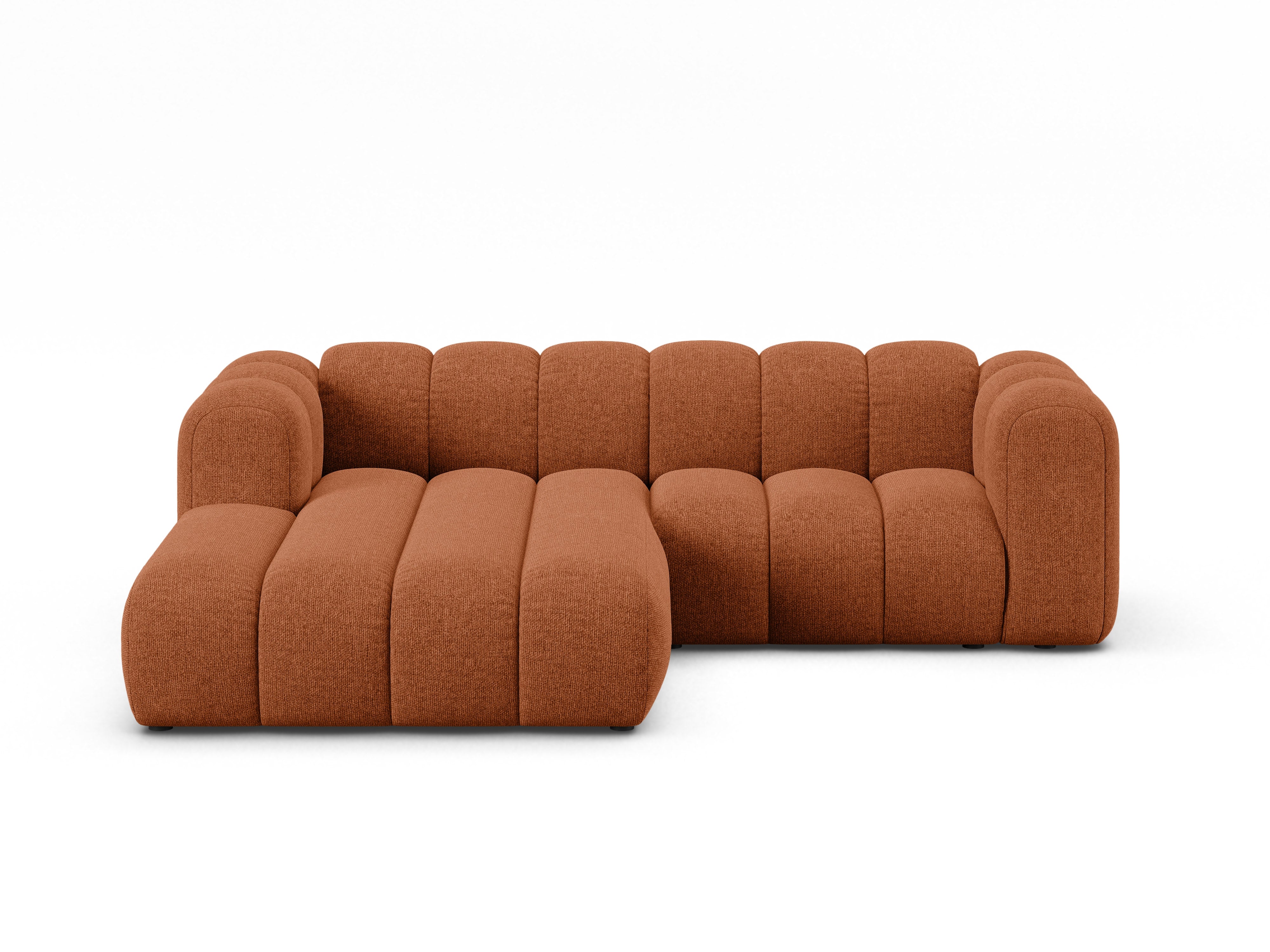 Left-facing 3-seater corner sofa LUPINE brick chenille