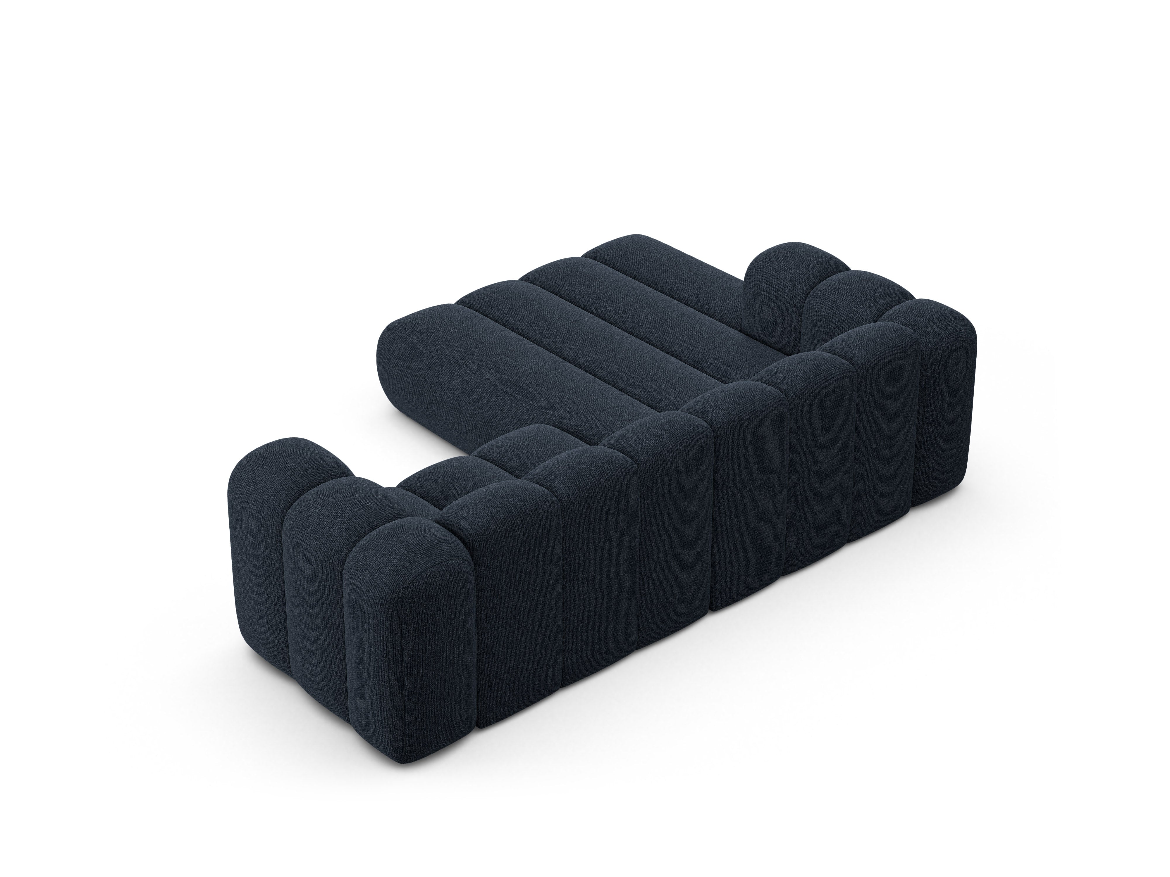 Left-facing 3-seater corner sofa LUPINE navy chenille