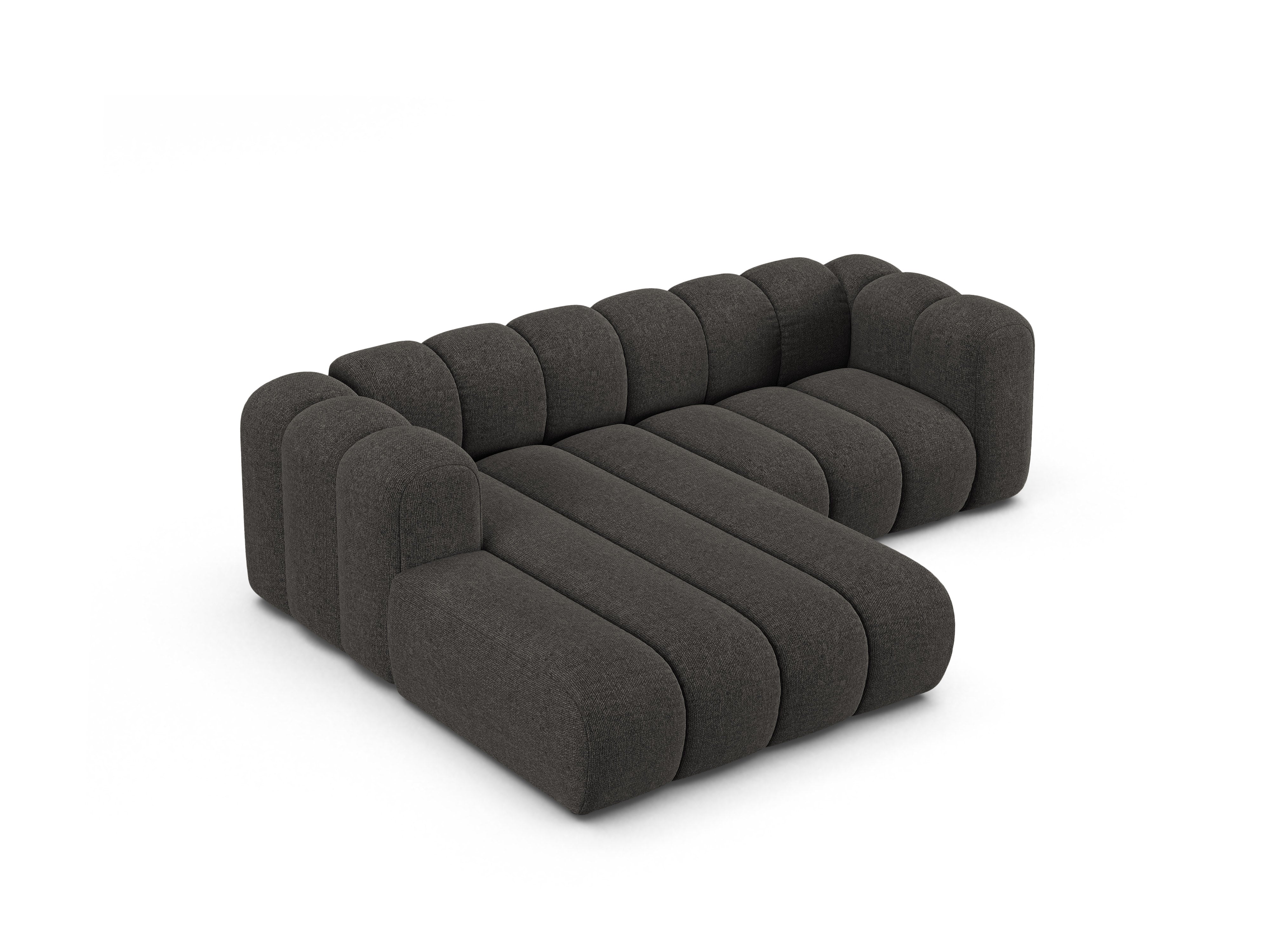 Left-facing 3-seater corner sofa LUPINE gray chenille