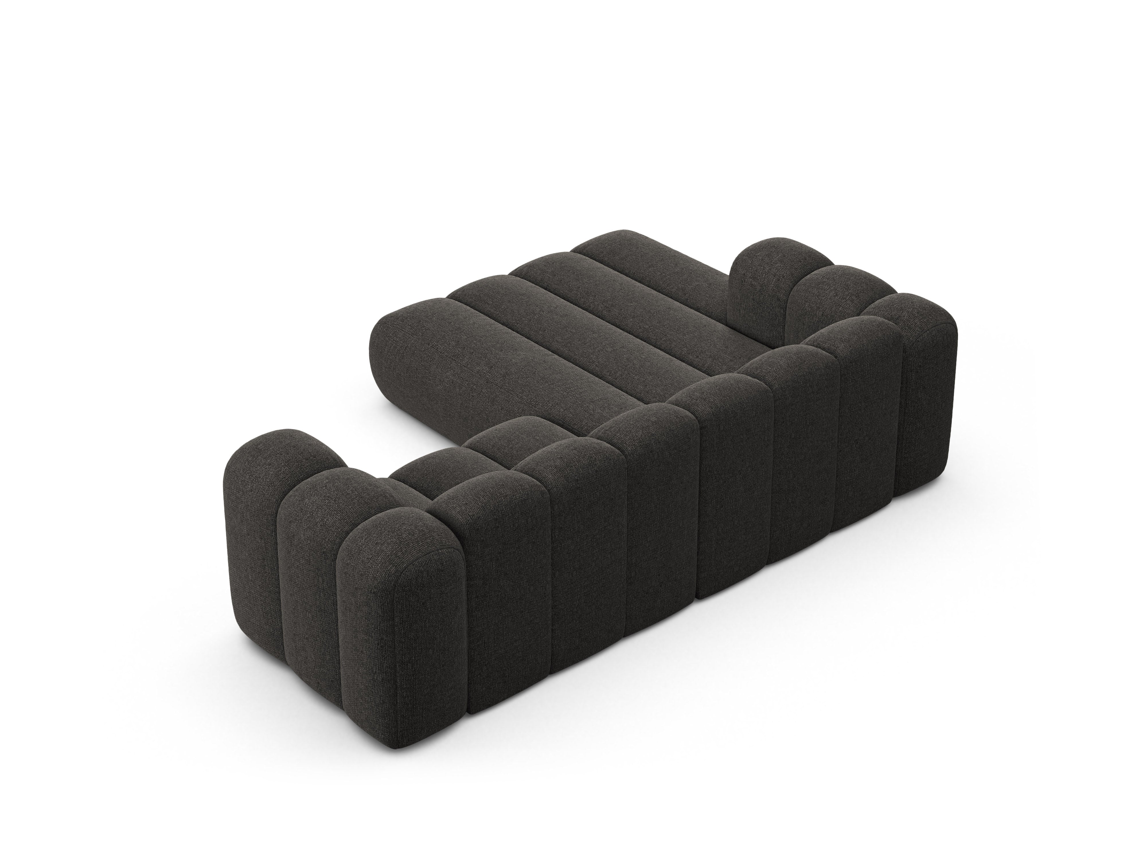 Left-facing 3-seater corner sofa LUPINE gray chenille