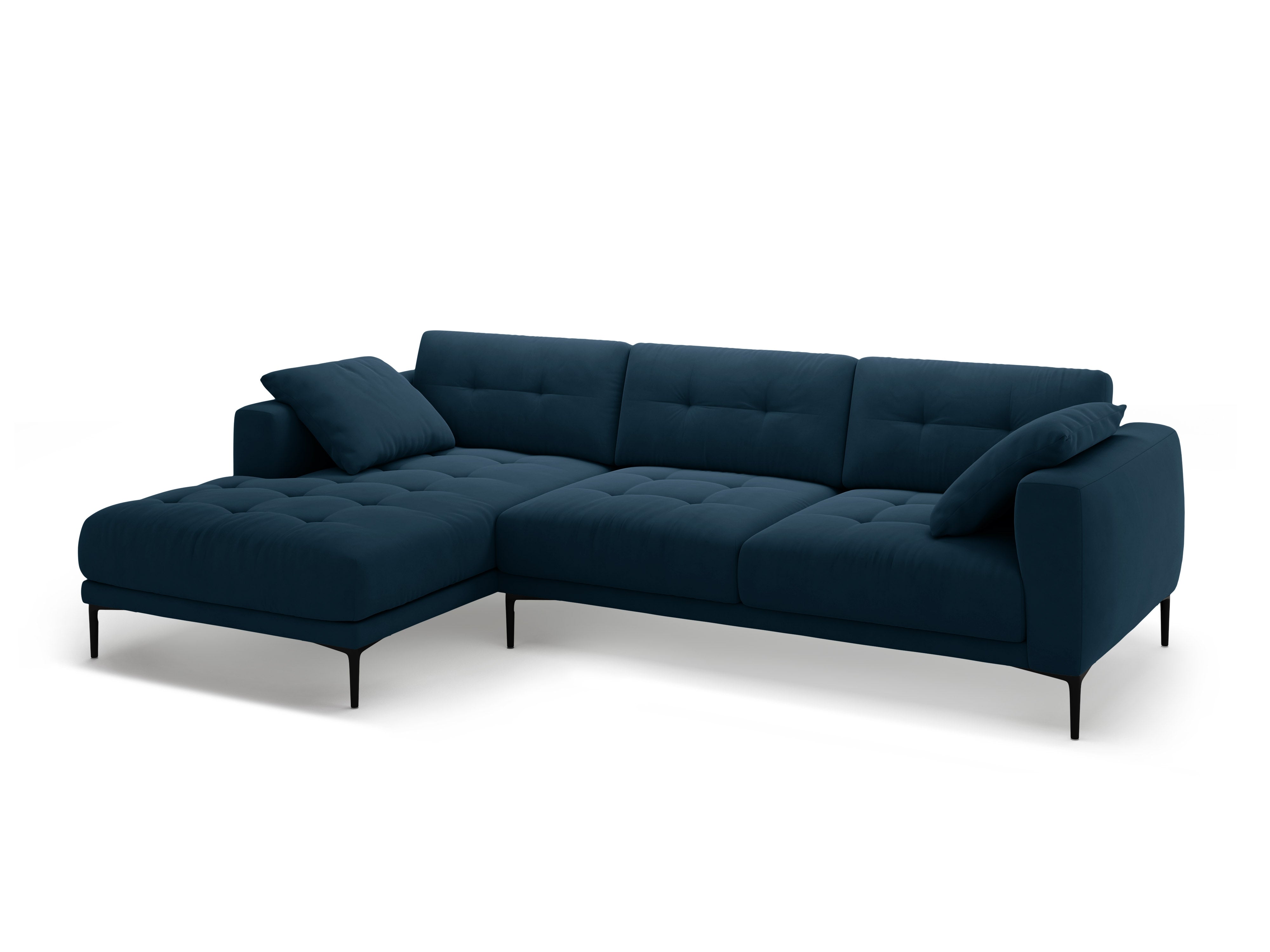 Left-facing velvet corner sofa BEMY royal blue