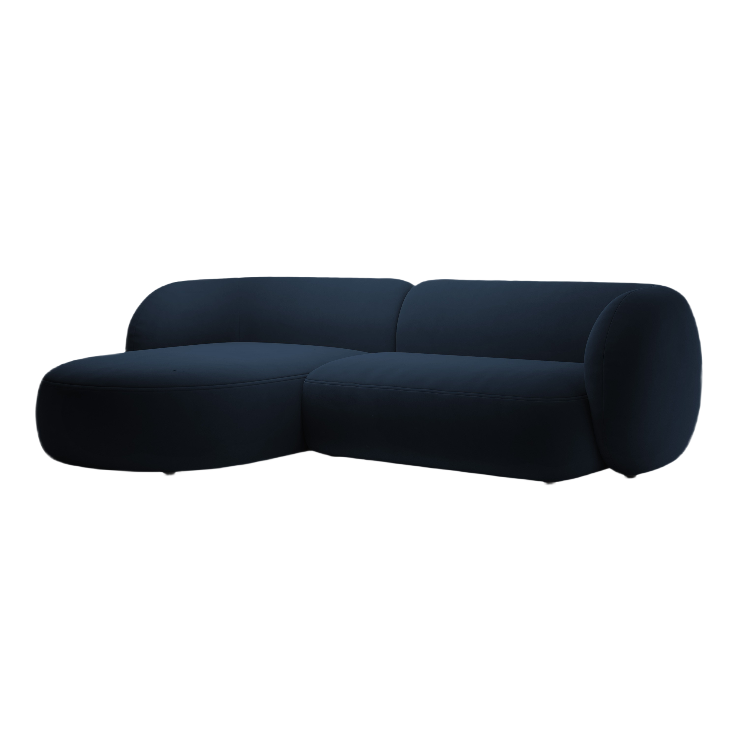 Left-facing velvet corner sofa for 3 people KATE royal blue