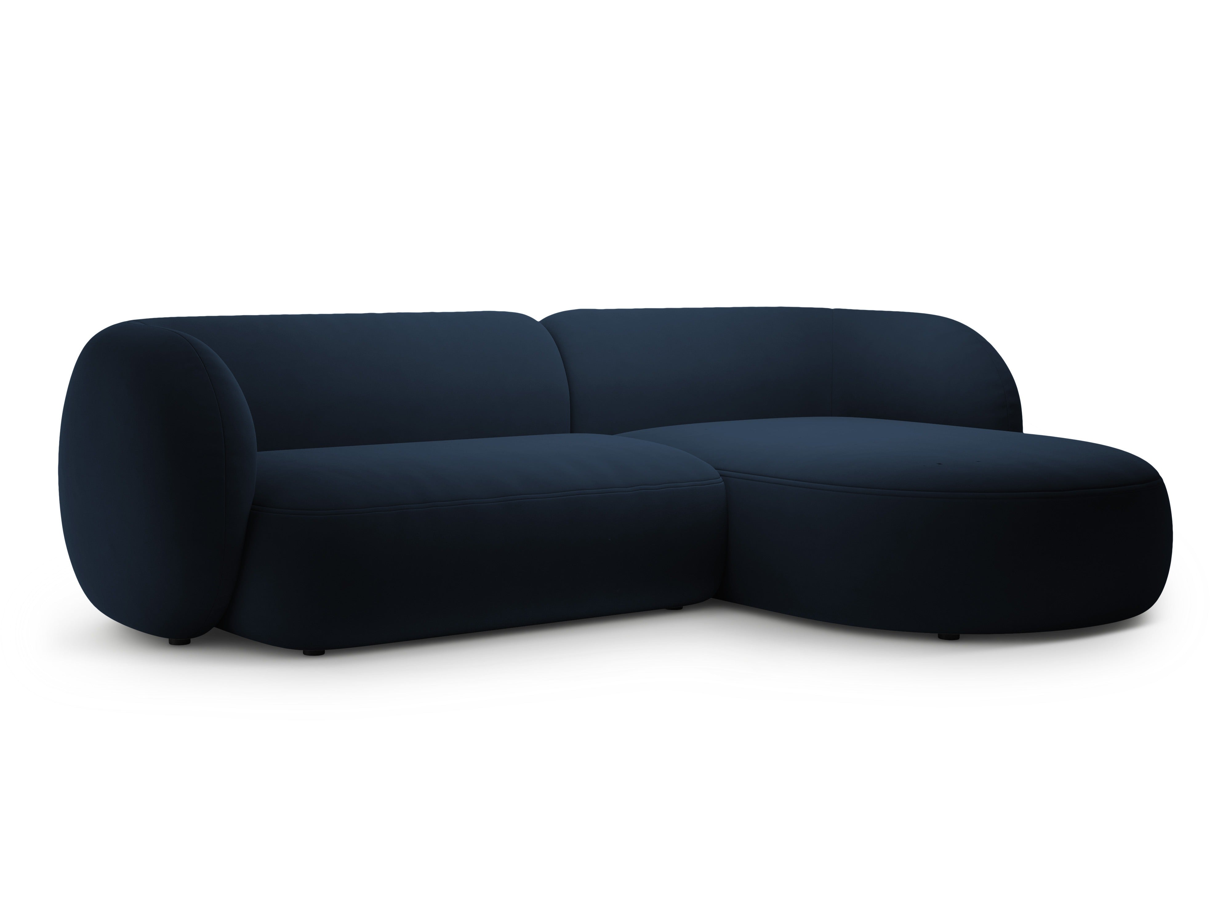 Right-facing velvet corner sofa for 3 people KATE royal blue