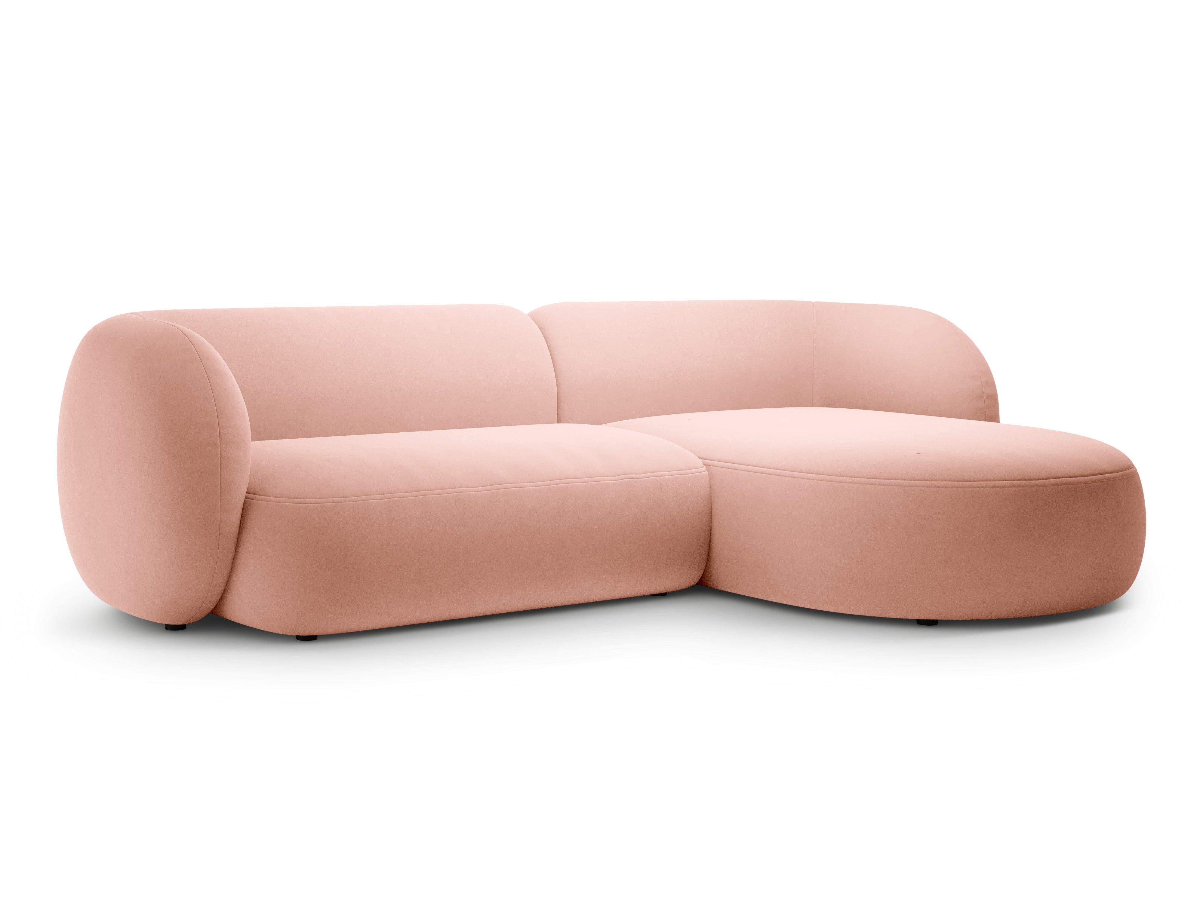 Right-facing velvet corner sofa 3-seater KATE pink