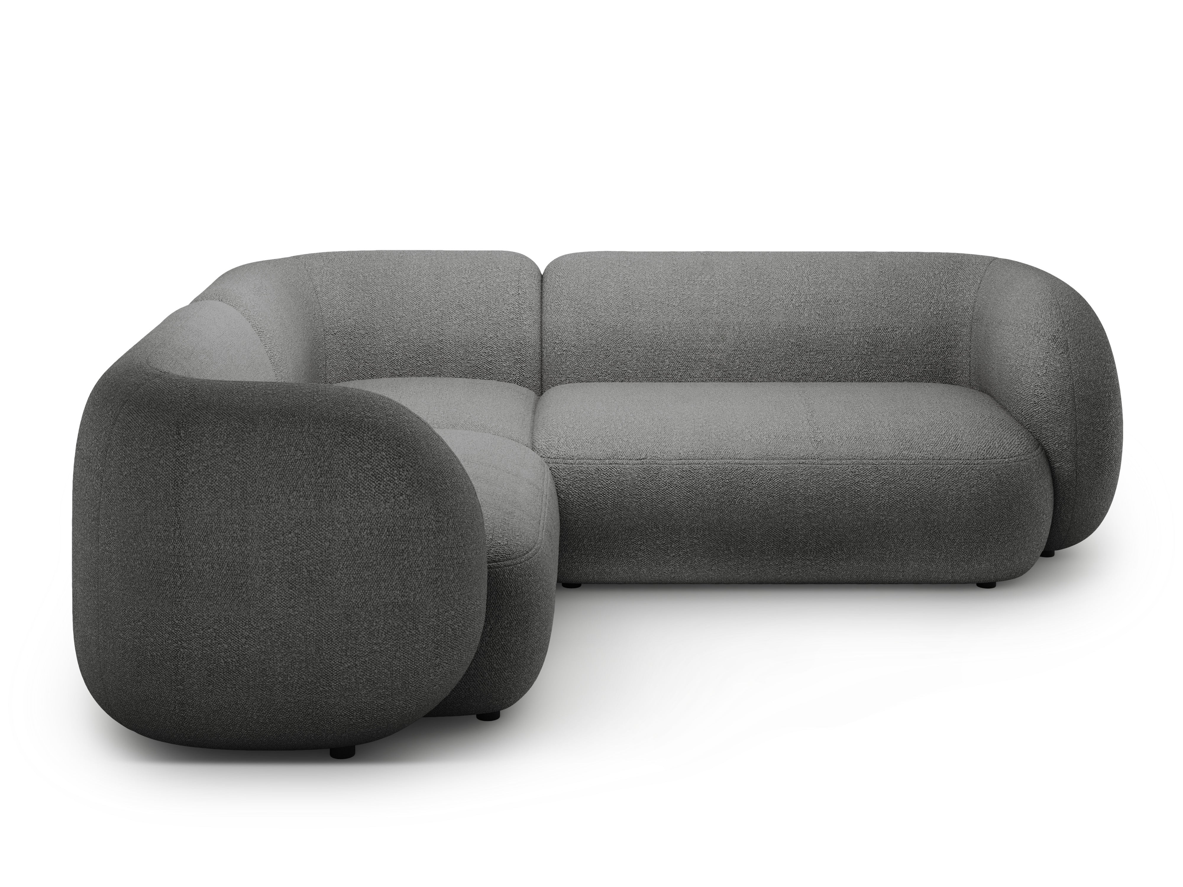 Left-sided corner sofa for 4 people KATE dark gray boucle