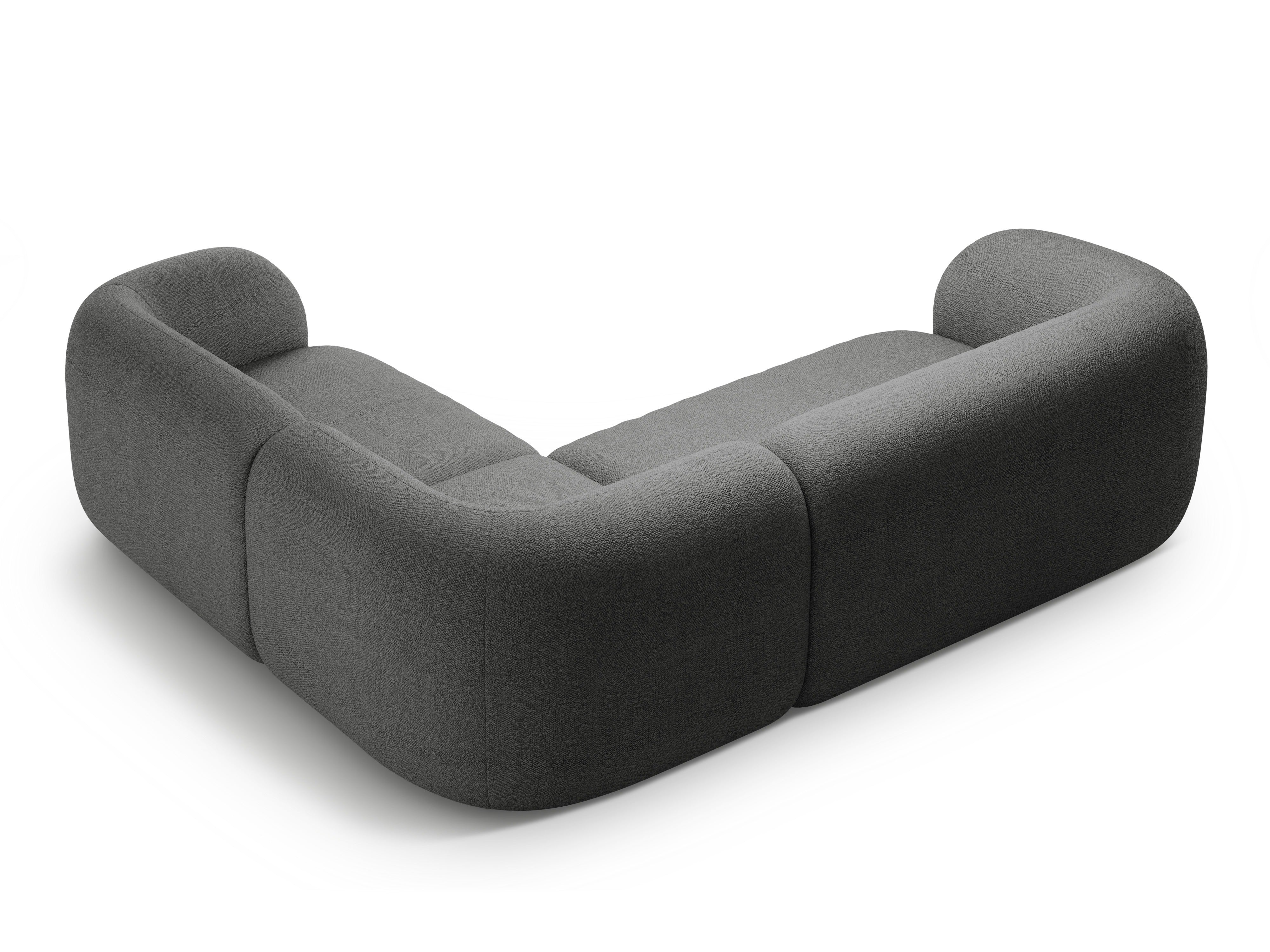 Pravostranný rohový gauč pro 4 osoby KATE tmavě šedý boucle