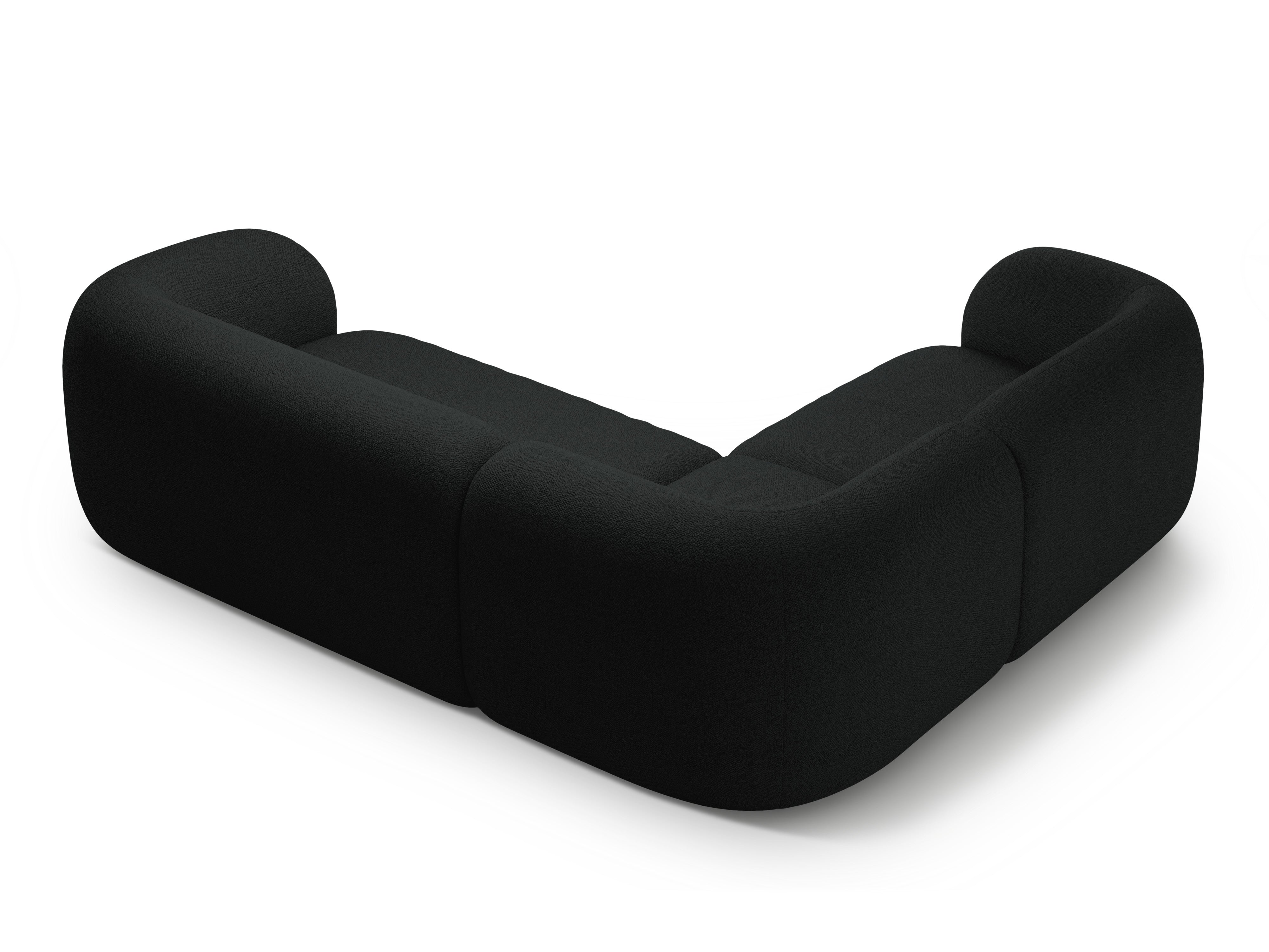 Černý boucle levostranný rohový gauč pro 4 osoby KATE