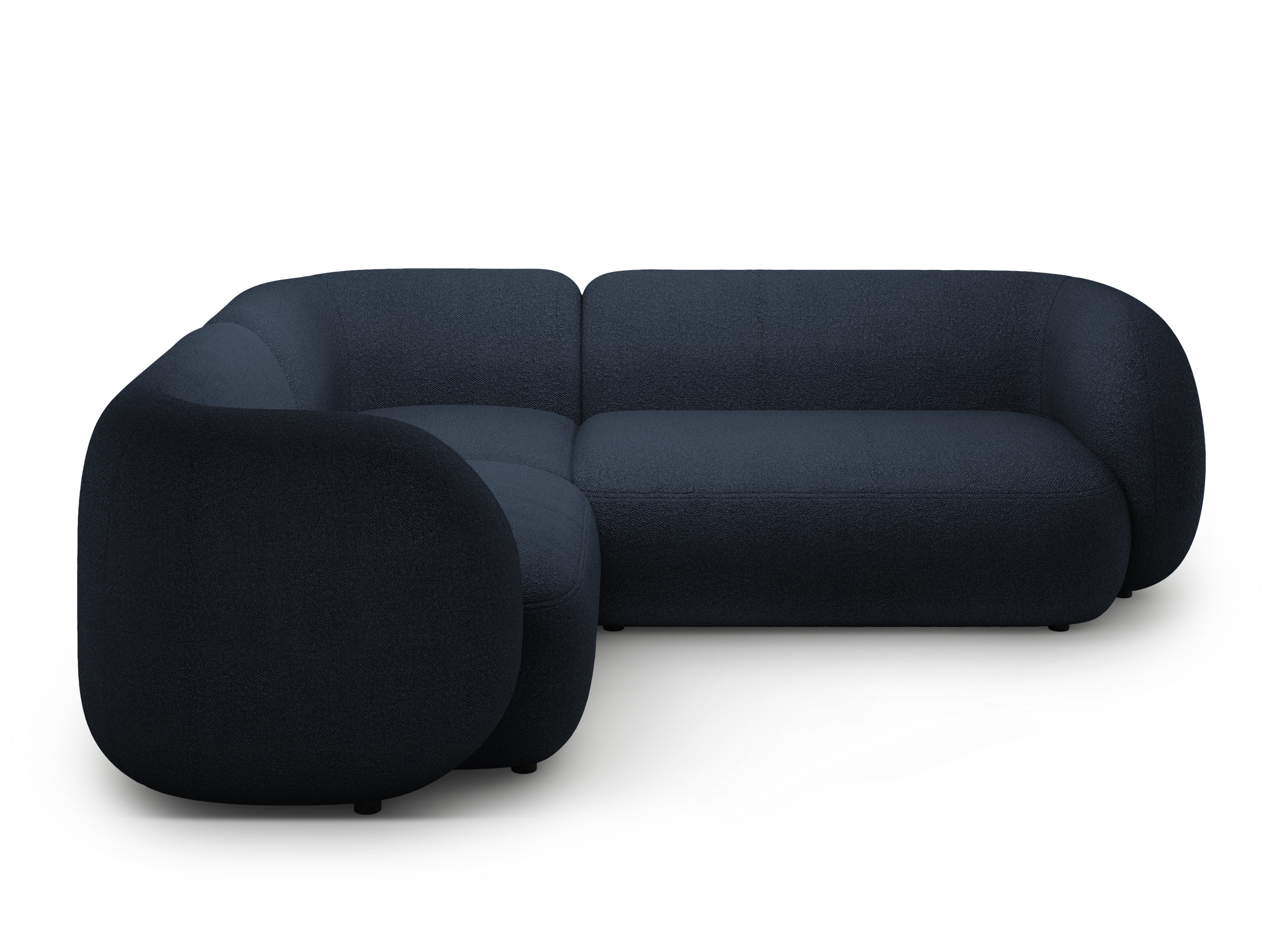 Left-sided corner sofa for 4 people KATE navy blue boucle