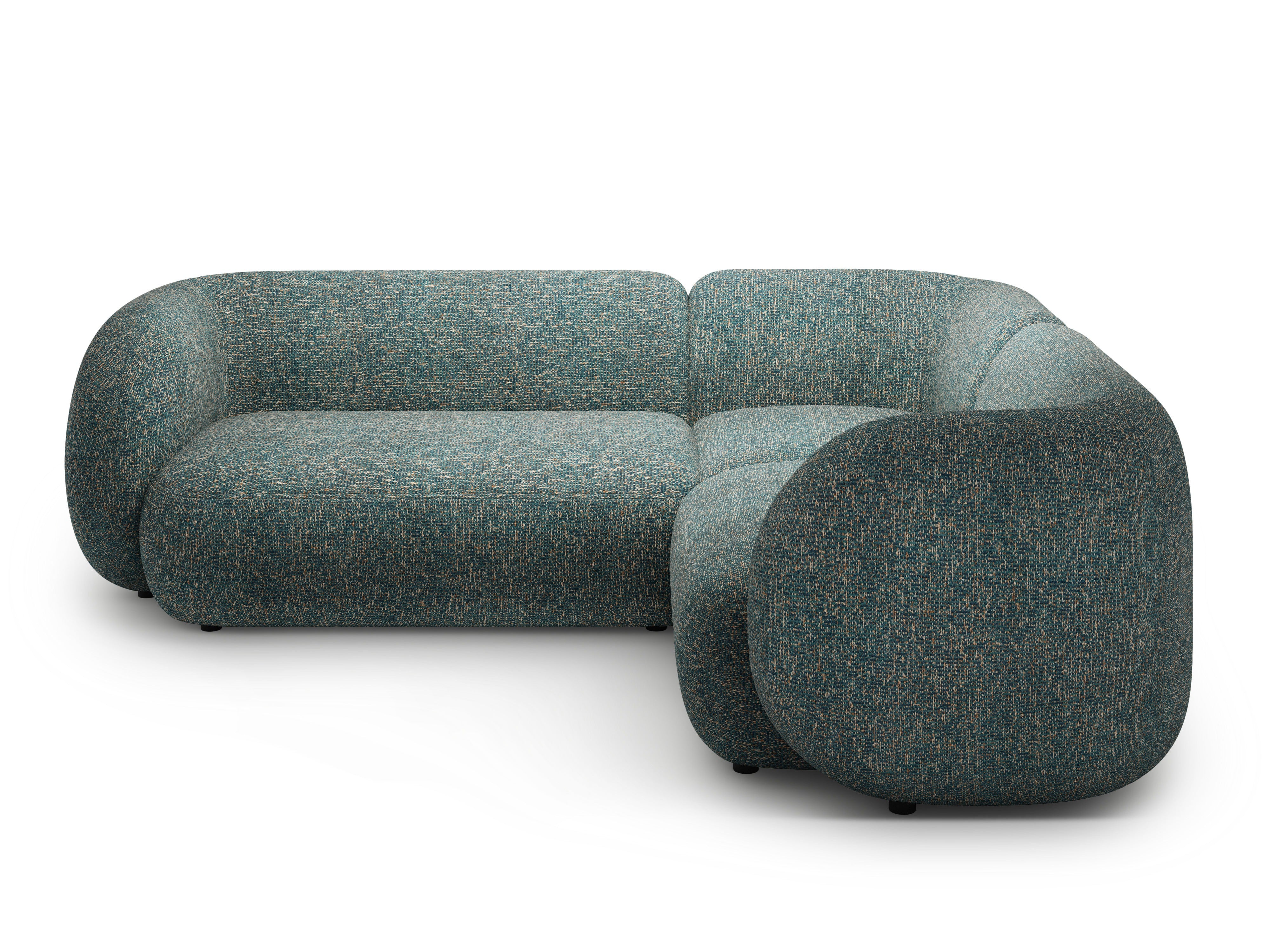 Right-facing 4-seater corner sofa KATE blue mélange