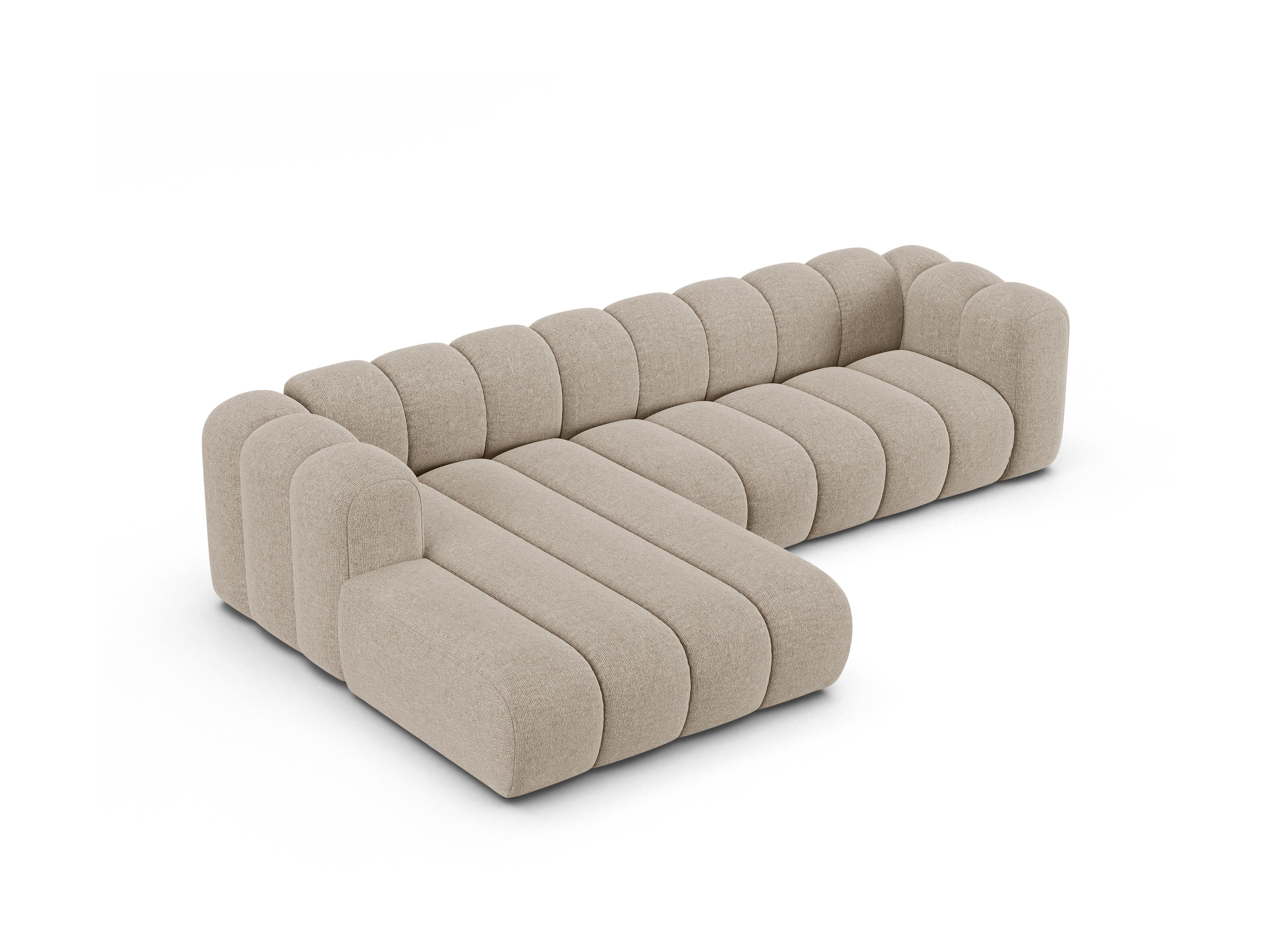 Left-facing 4-seater corner sofa LUPINE beige chenille
