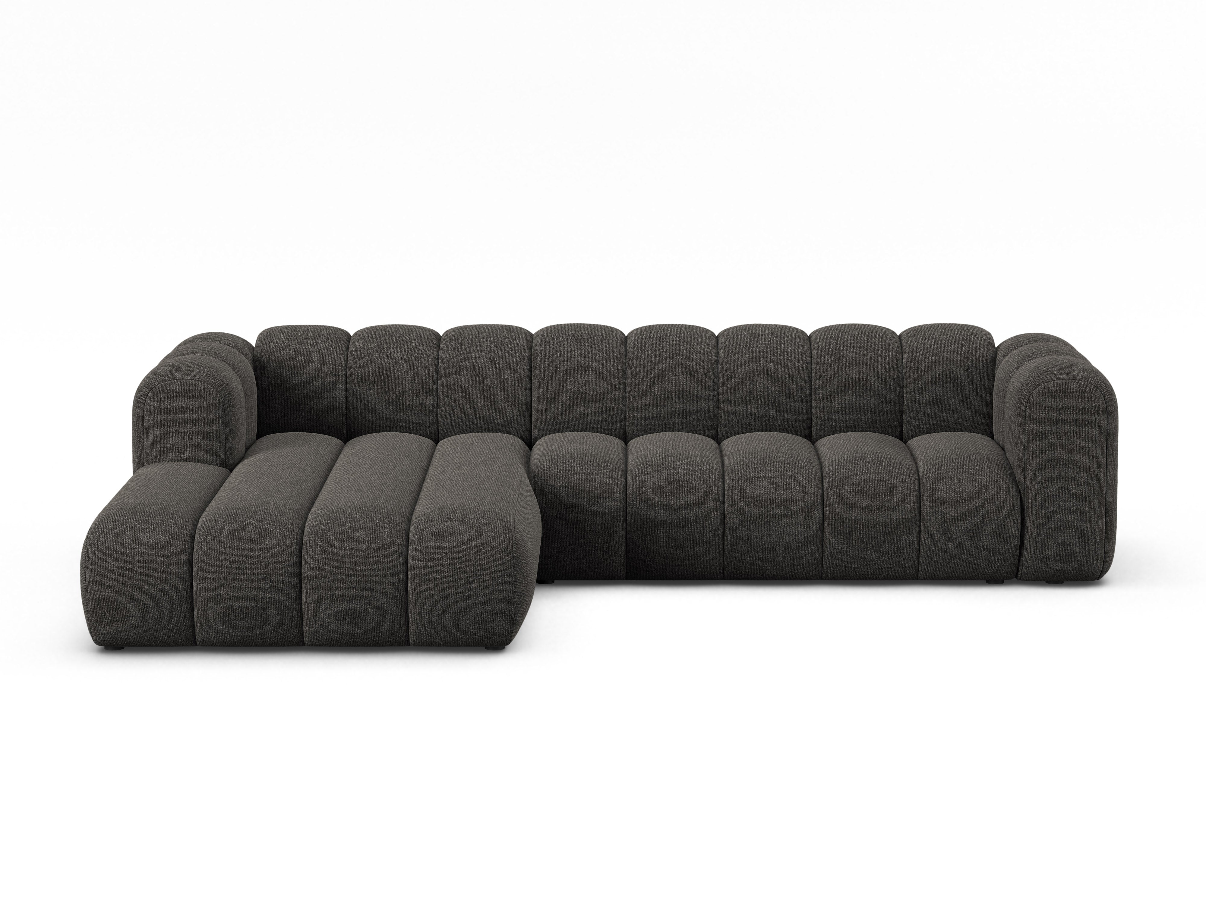 4-seater left-facing corner sofa LUPINE gray chenille