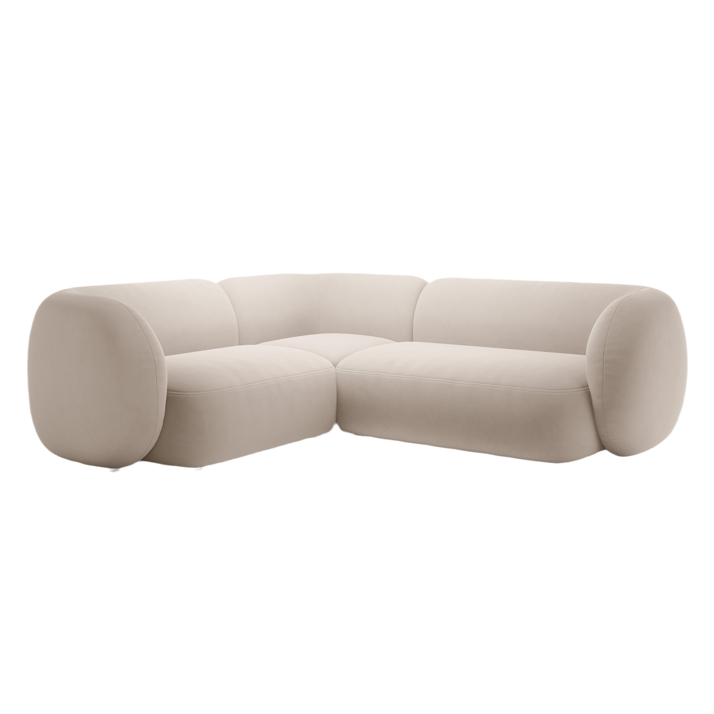 Velvet corner sofa left-sided for 4 people KATE beige