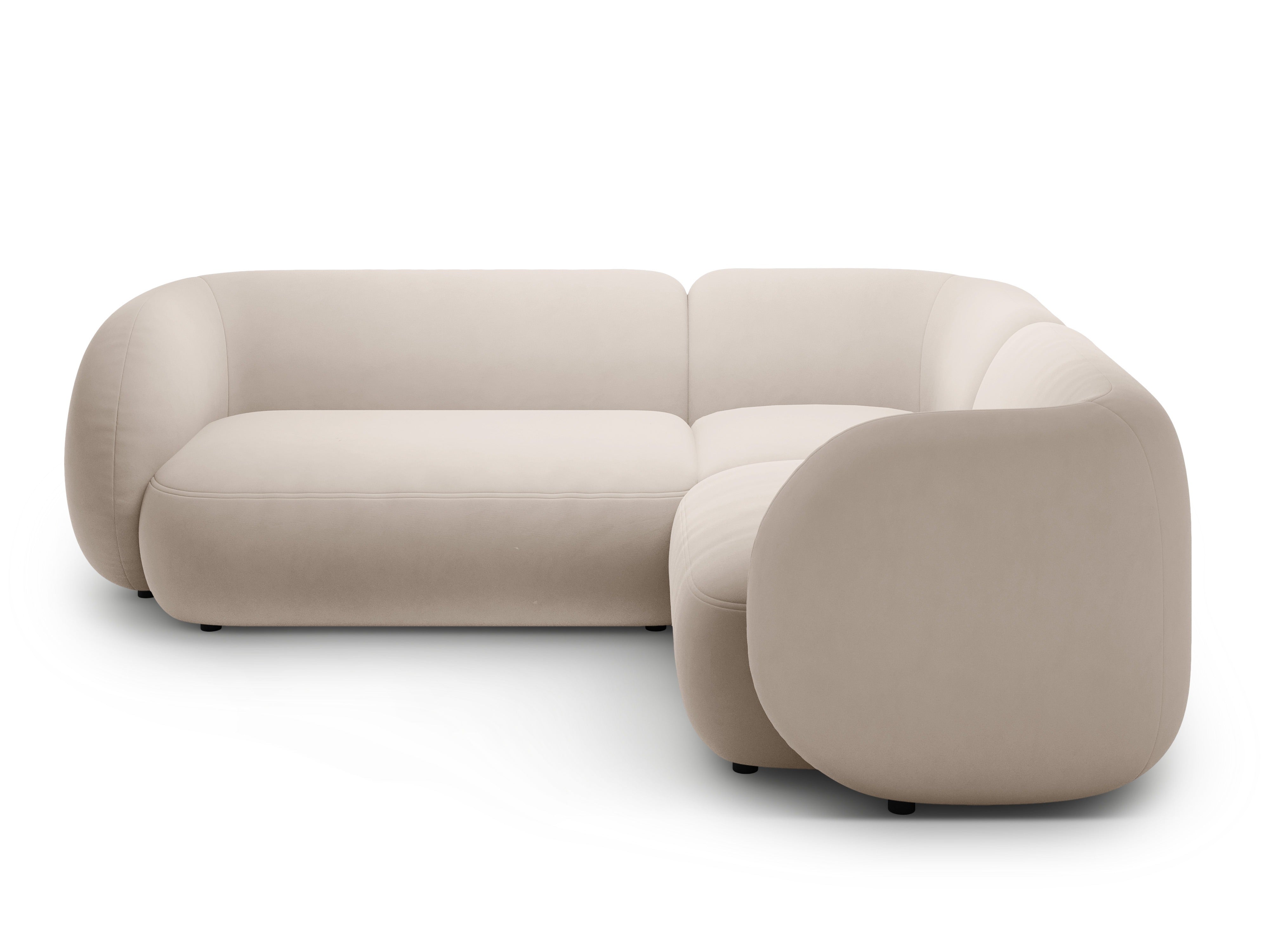 Right-facing velvet corner sofa for 4 people KATE beige