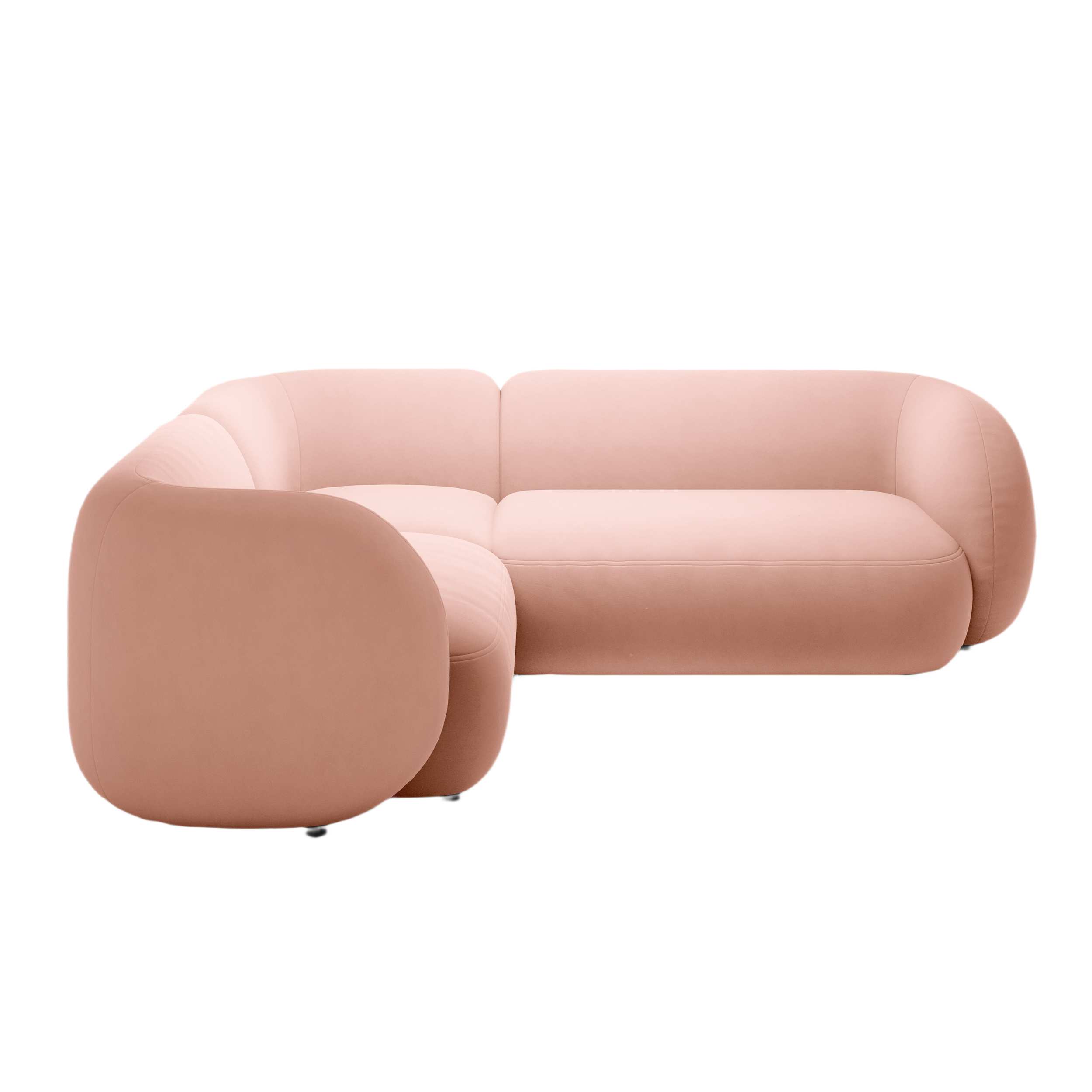 Velvet corner sofa left-sided for 4 people KATE pink