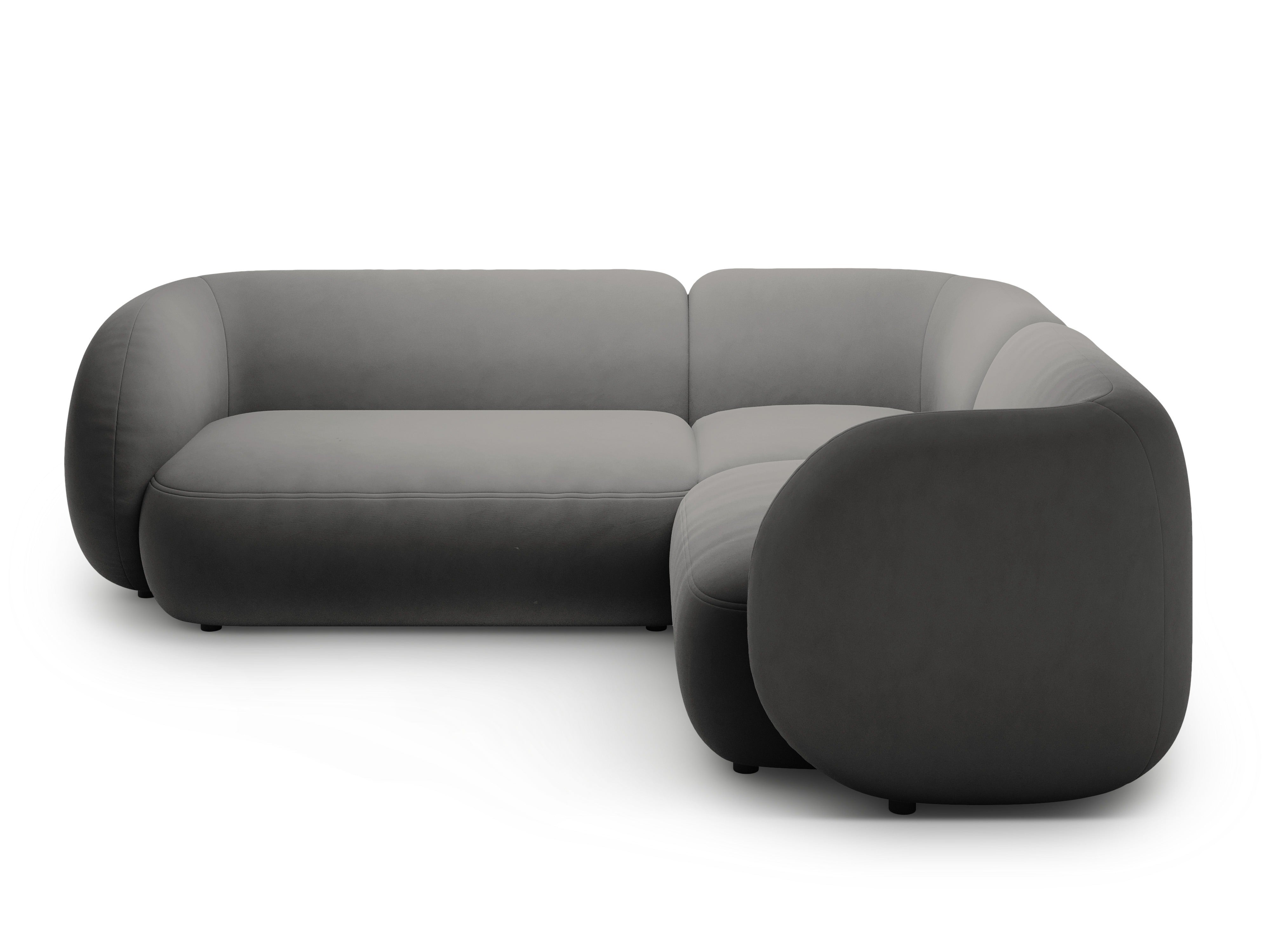 Right-facing velvet corner sofa for 4 people KATE dark gray