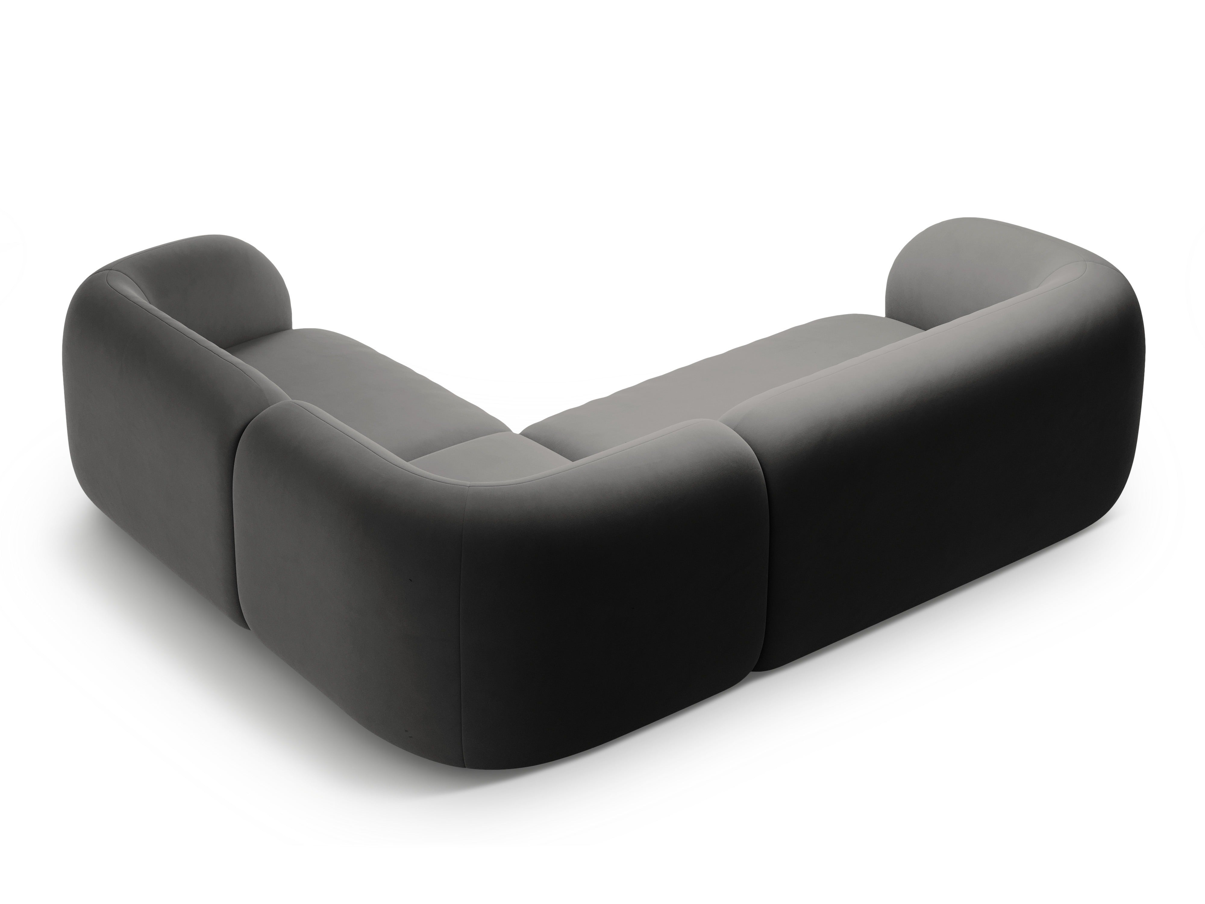 Sametový rohový gauč pravostranný pro 4 osoby KATE tmavě šedý