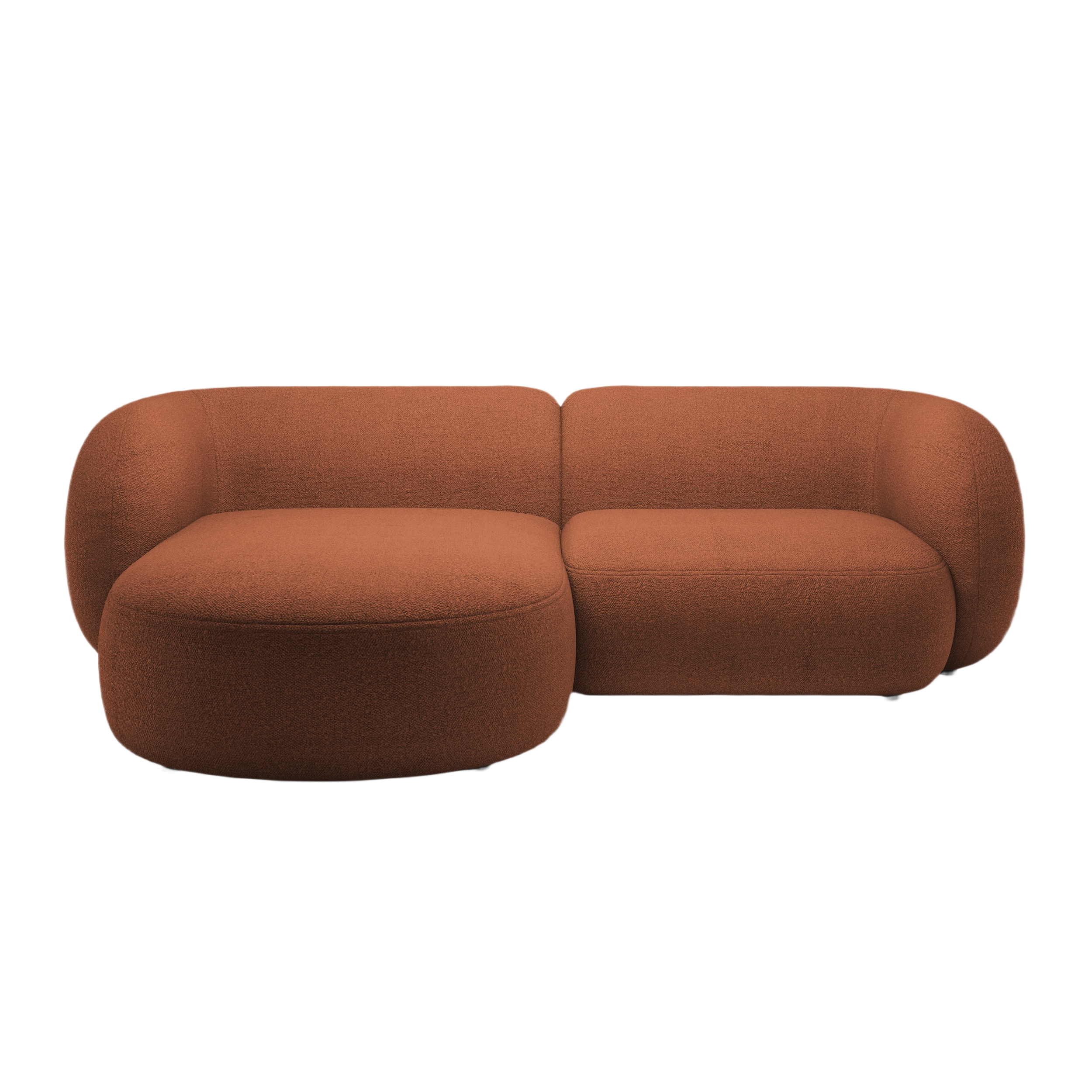 Left-sided 2-seater Corner Sofa KATE terracotta boucle