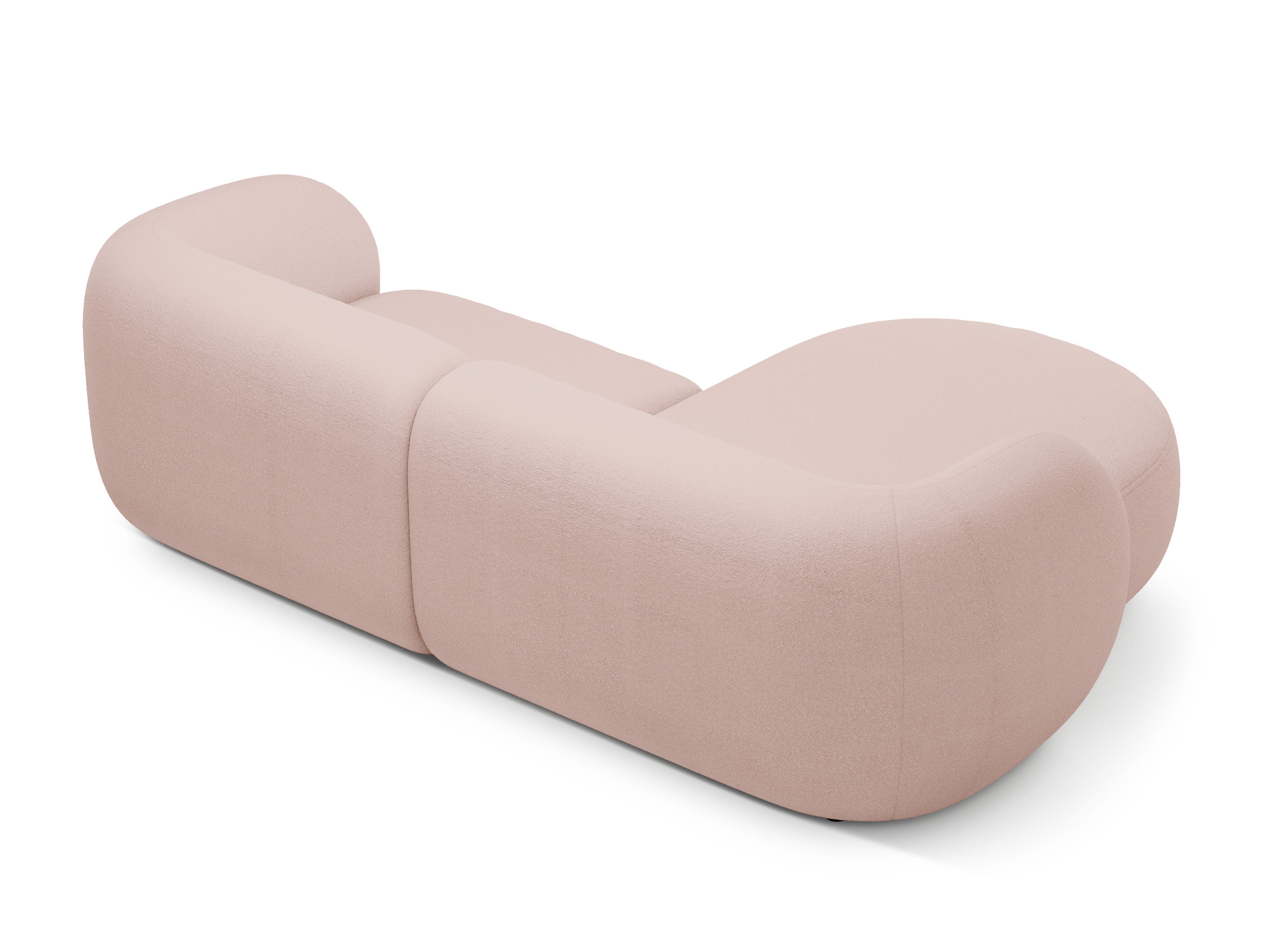 Růžový boucle levostranný dvoumístný rohový gauč KATE