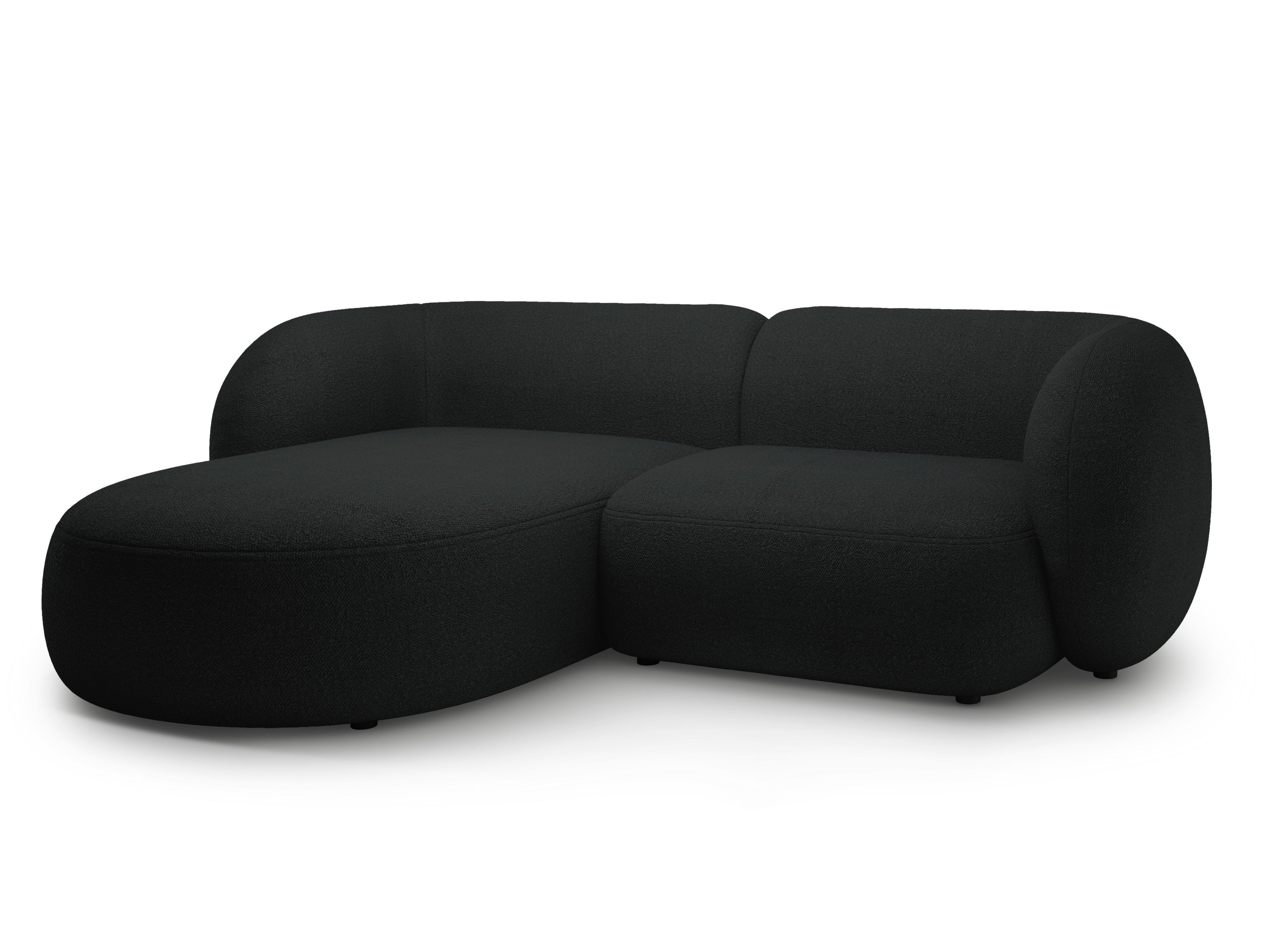 Left-sided 2-seater corner sofa KATE black boucle