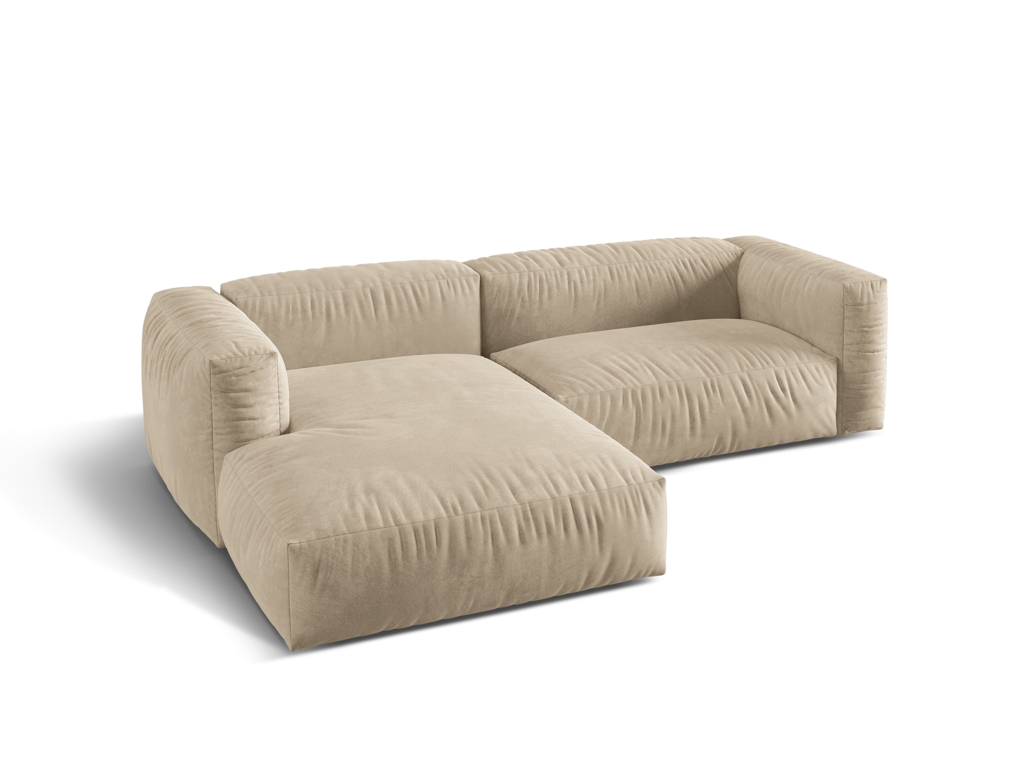 LEVE 2-seater velvet corner Martin light beige