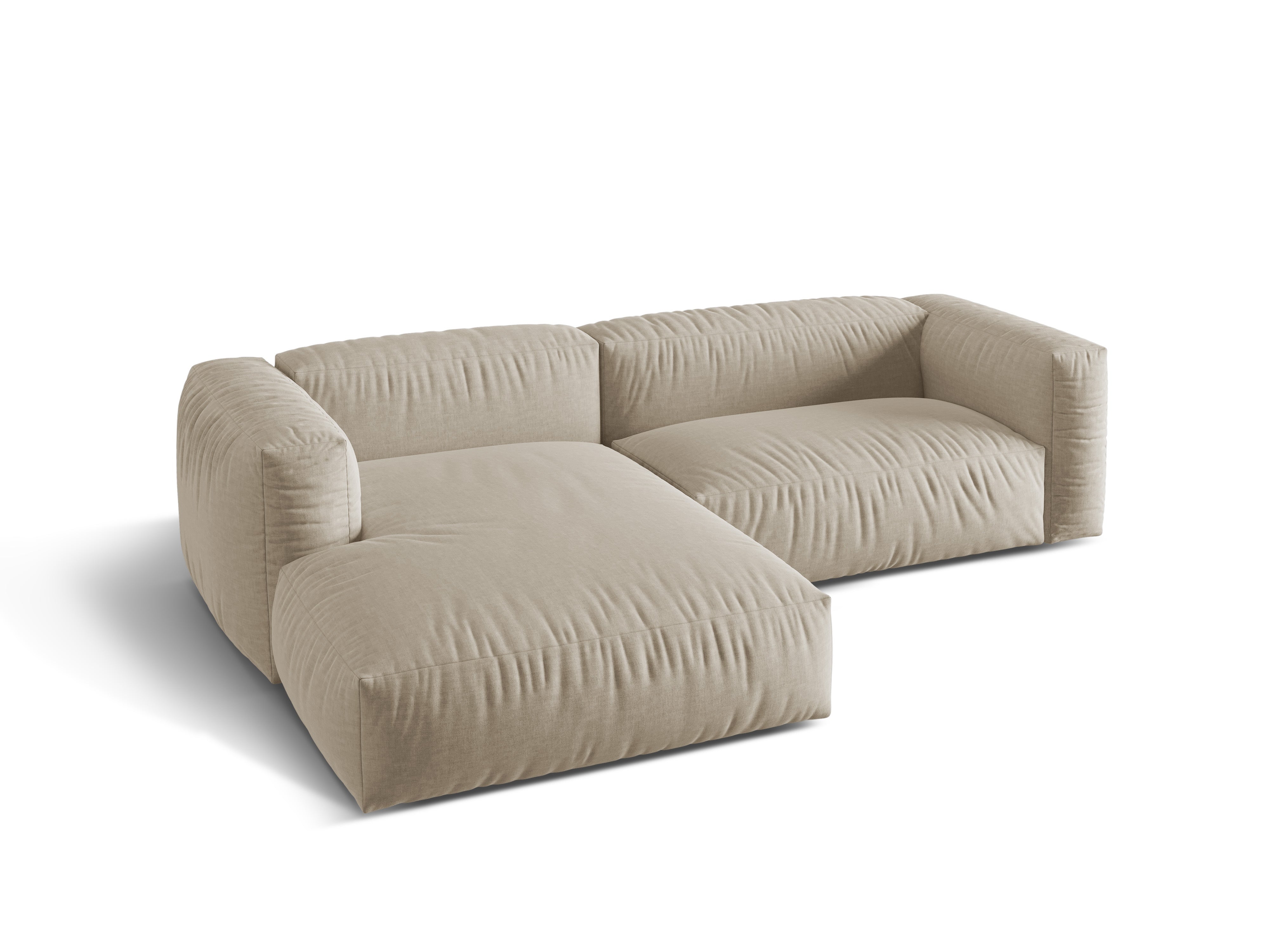 Jasnobežový levostranný dvoumístný rohový gauč MARTINA